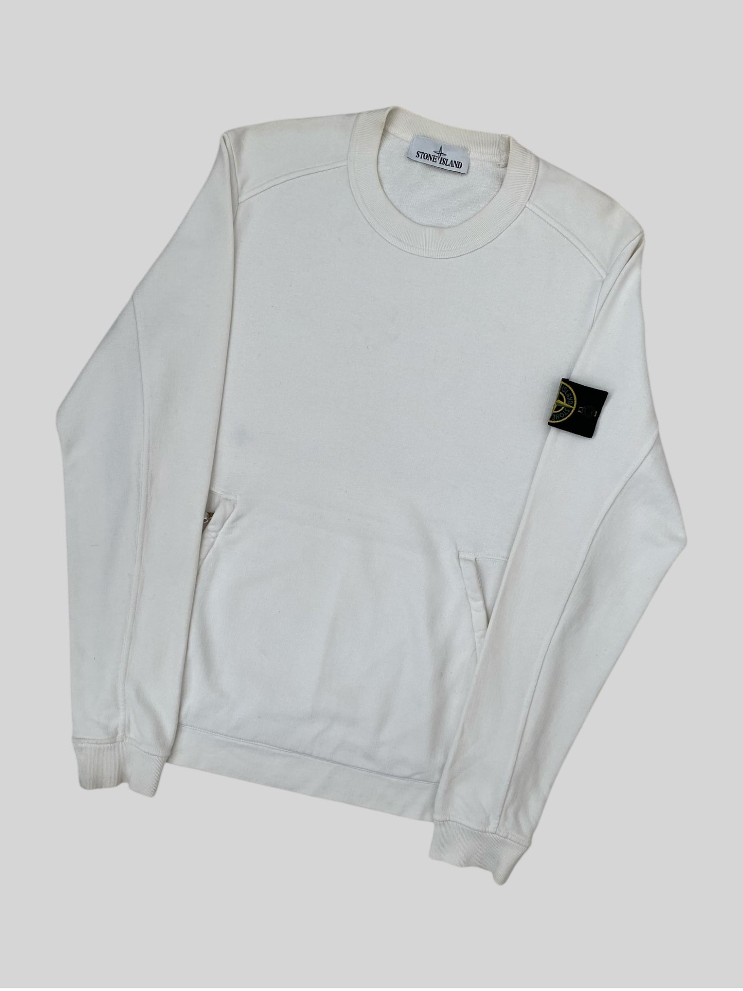 Authentic Rare Stone Island 2016 Pullover Spellout Sweatshirt White Small