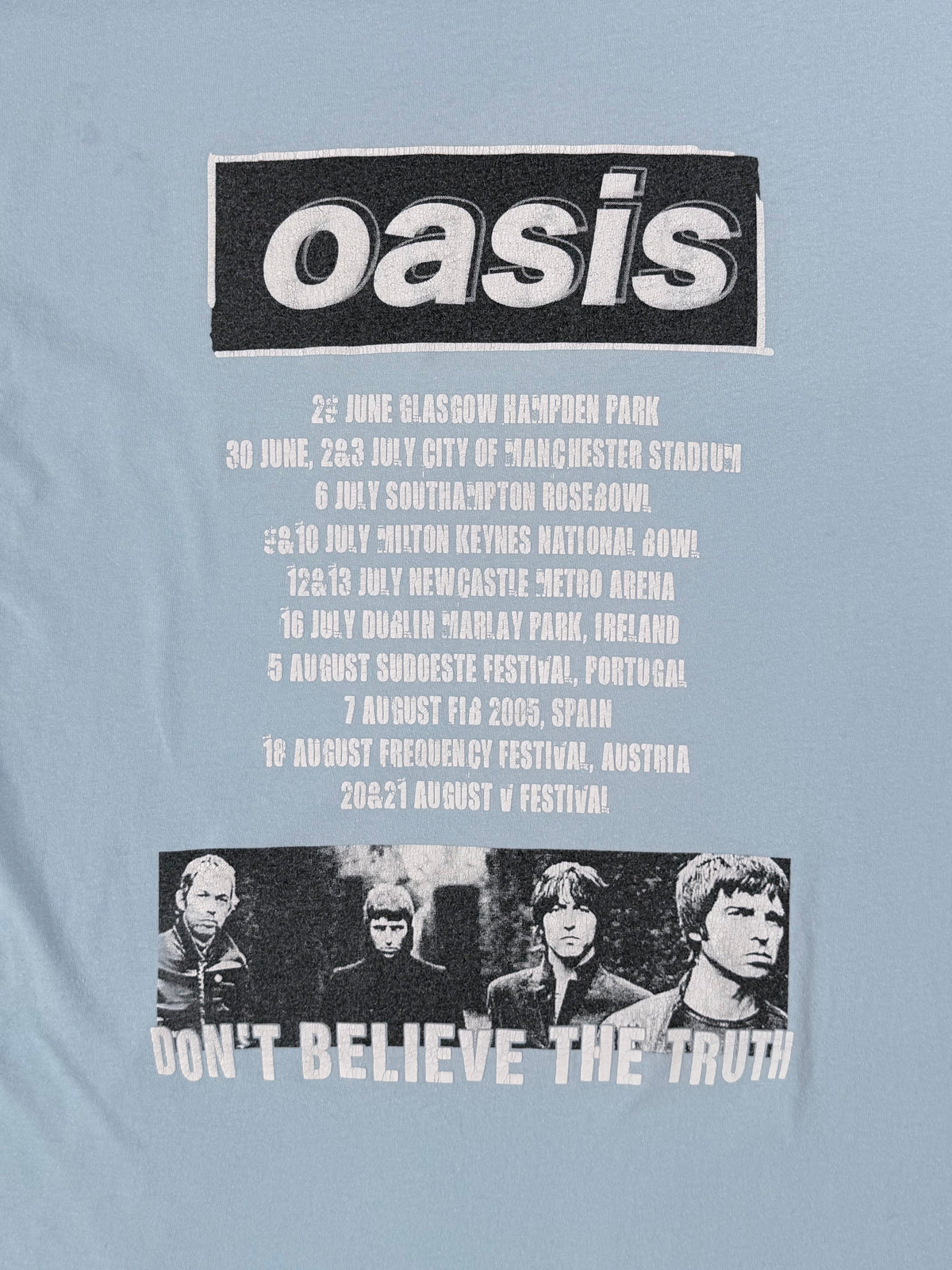 Vintage Oasis 2005 Don't Believe The Truth Tour T Shirt Blue Large