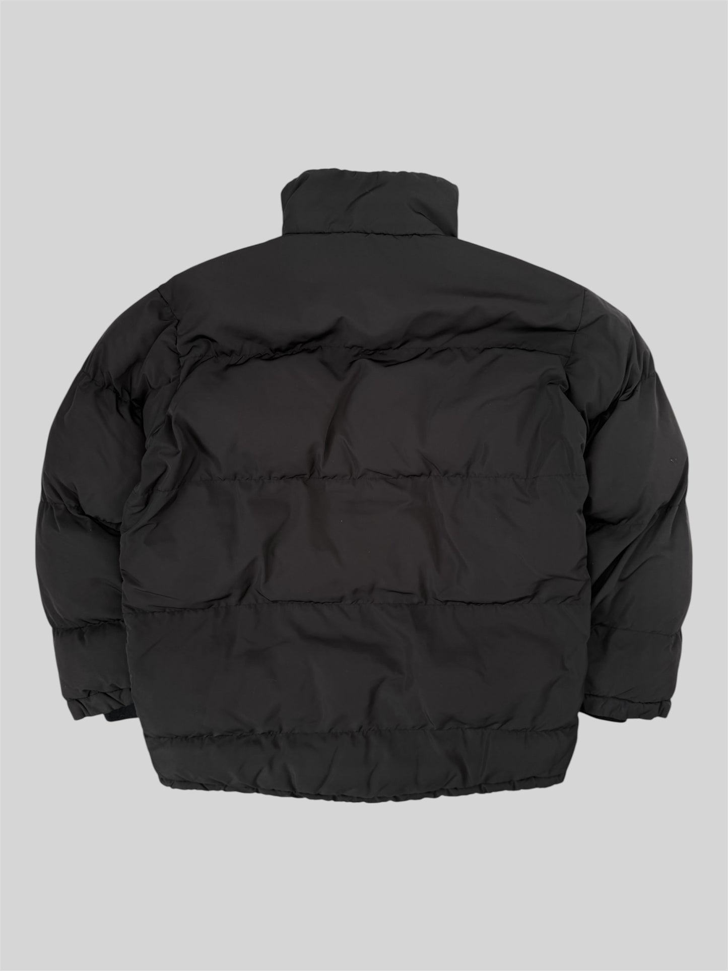 Vintage Stussy 2000s Embroidered Spellout Adjustable Puffer Jacket Black Medium