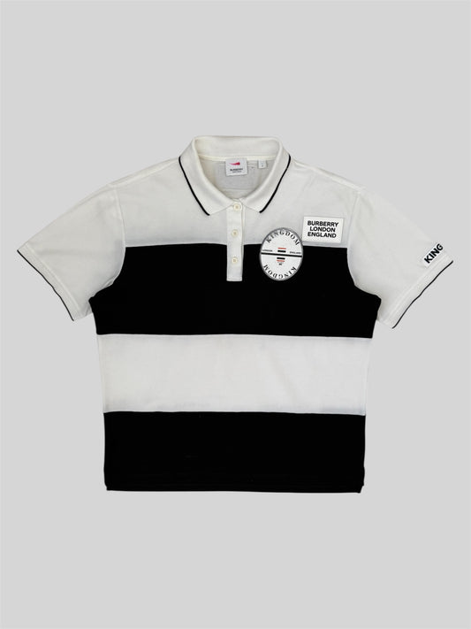 Authentic Modern Burberry Spellout Button Up Polo Shirt White Large £360RRP