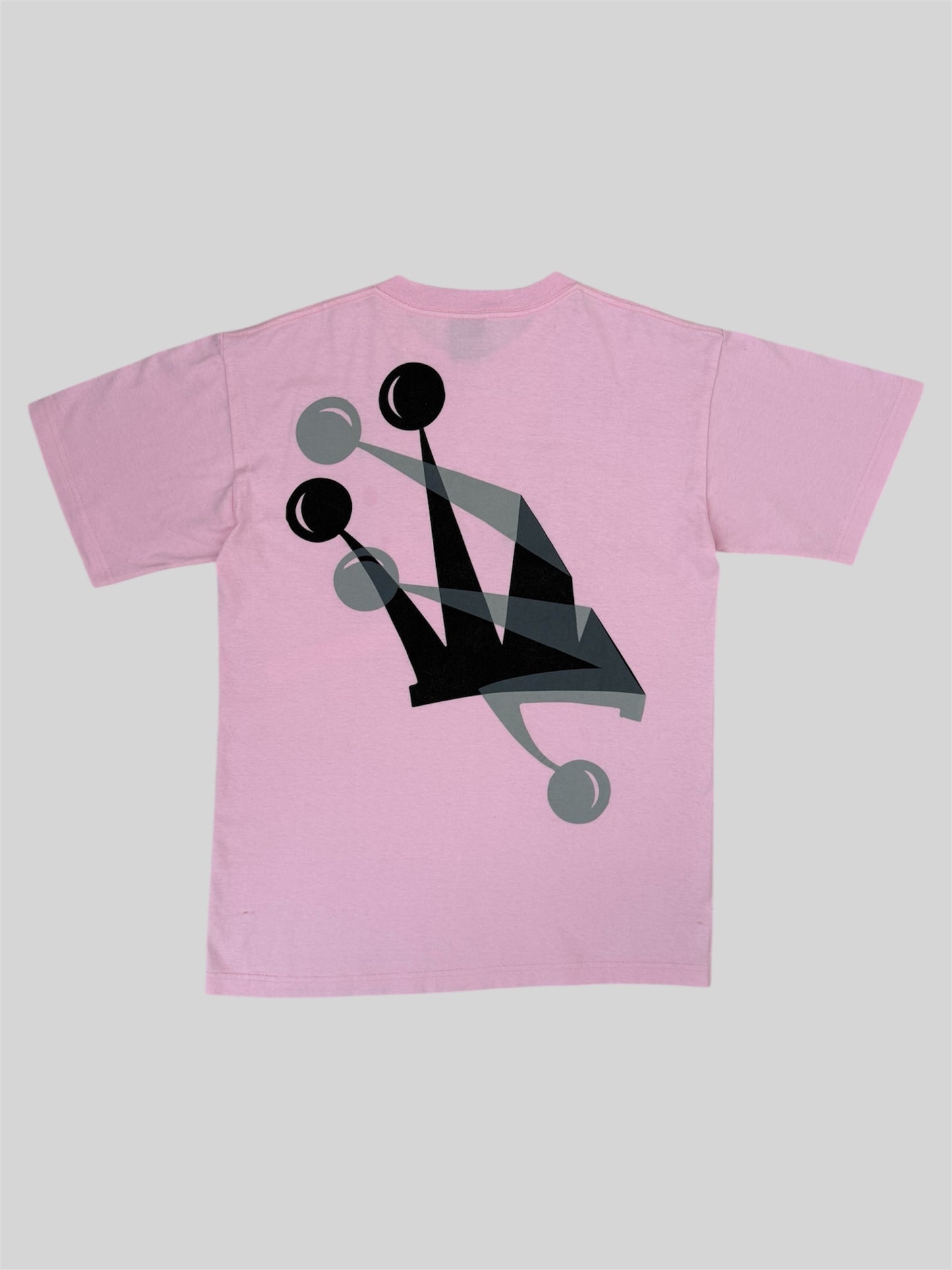Vintage Stussy Spellout Folded Graphic Print T Shirt Pink Medium