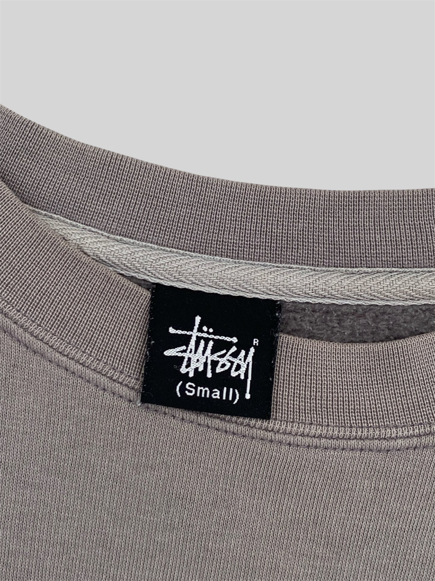 Vintage 2000s Stussy Spellout Pullover Sweatshirt Grey Small