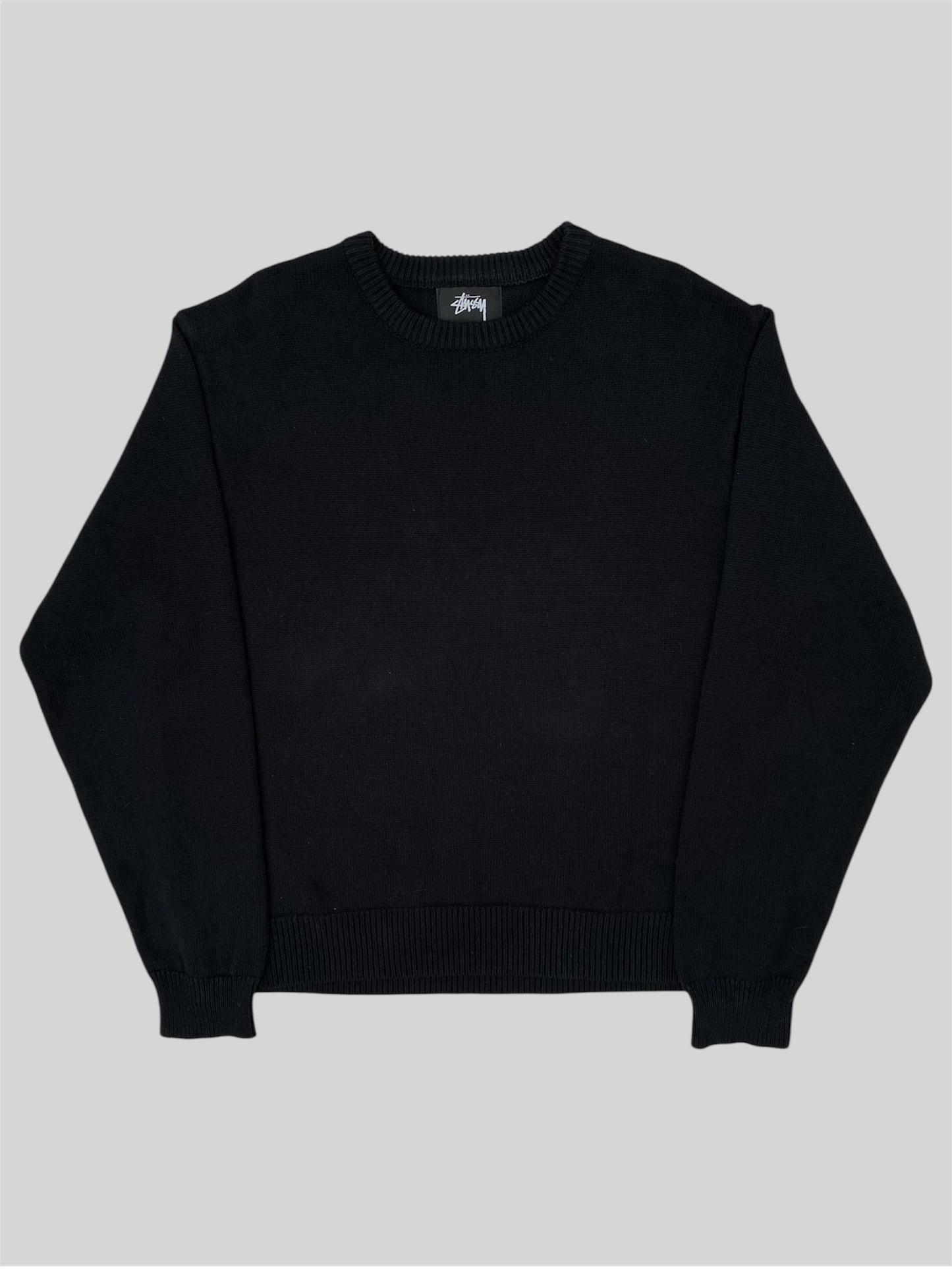 Rare Stussy Embroidered Knitted Pullover Jumper Black Medium