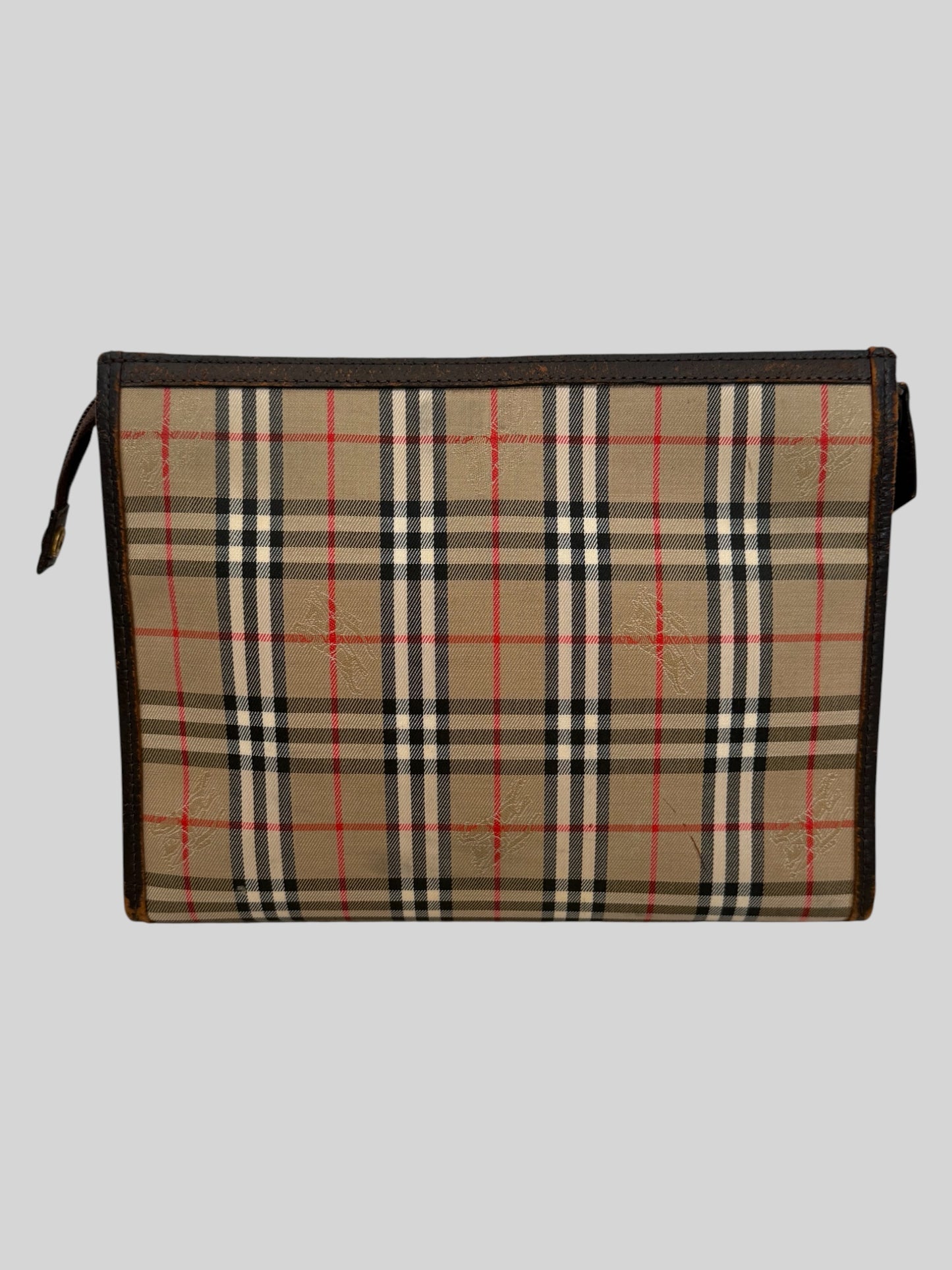Vintage 1990s Burberry Nova Check Women’s Small Black Leather Clutch Bag