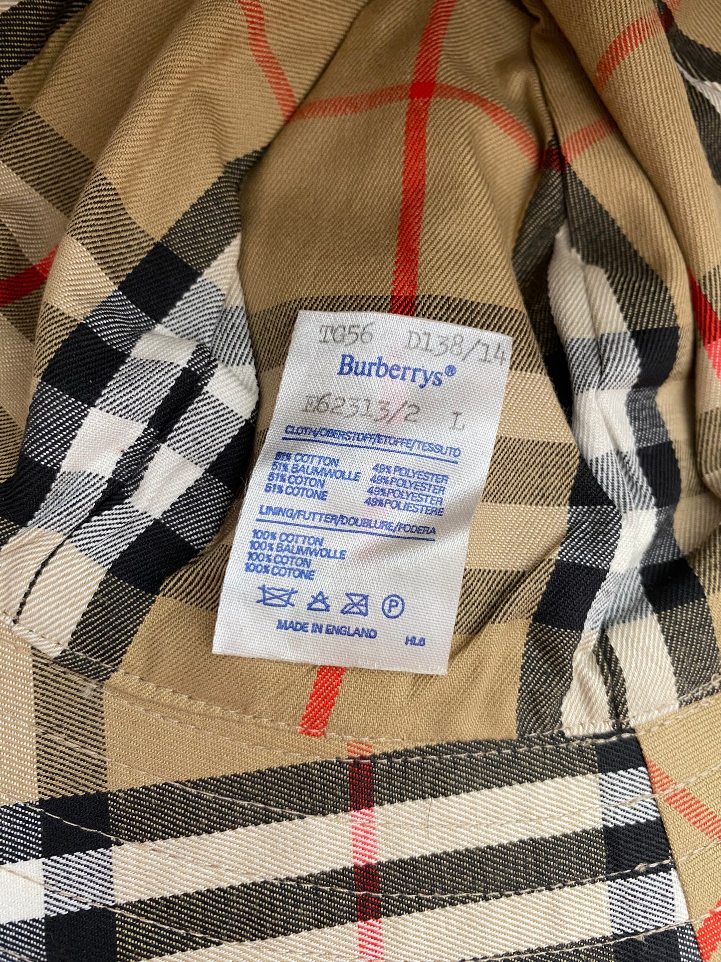 Vintage 1990s Burberry Nova Check Inner Lining Bucket Hat Beige One Size