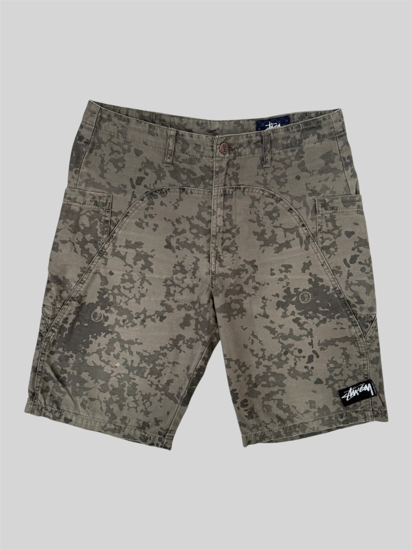 Rare Vintage Stussy 1990s Camouflage Camo Shorts Green W32