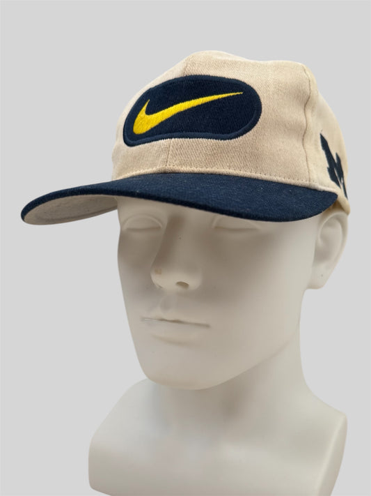 Vintage 90s Nike Sports Mehigan Wolverine Baseball Cap Blue Adults One Size
