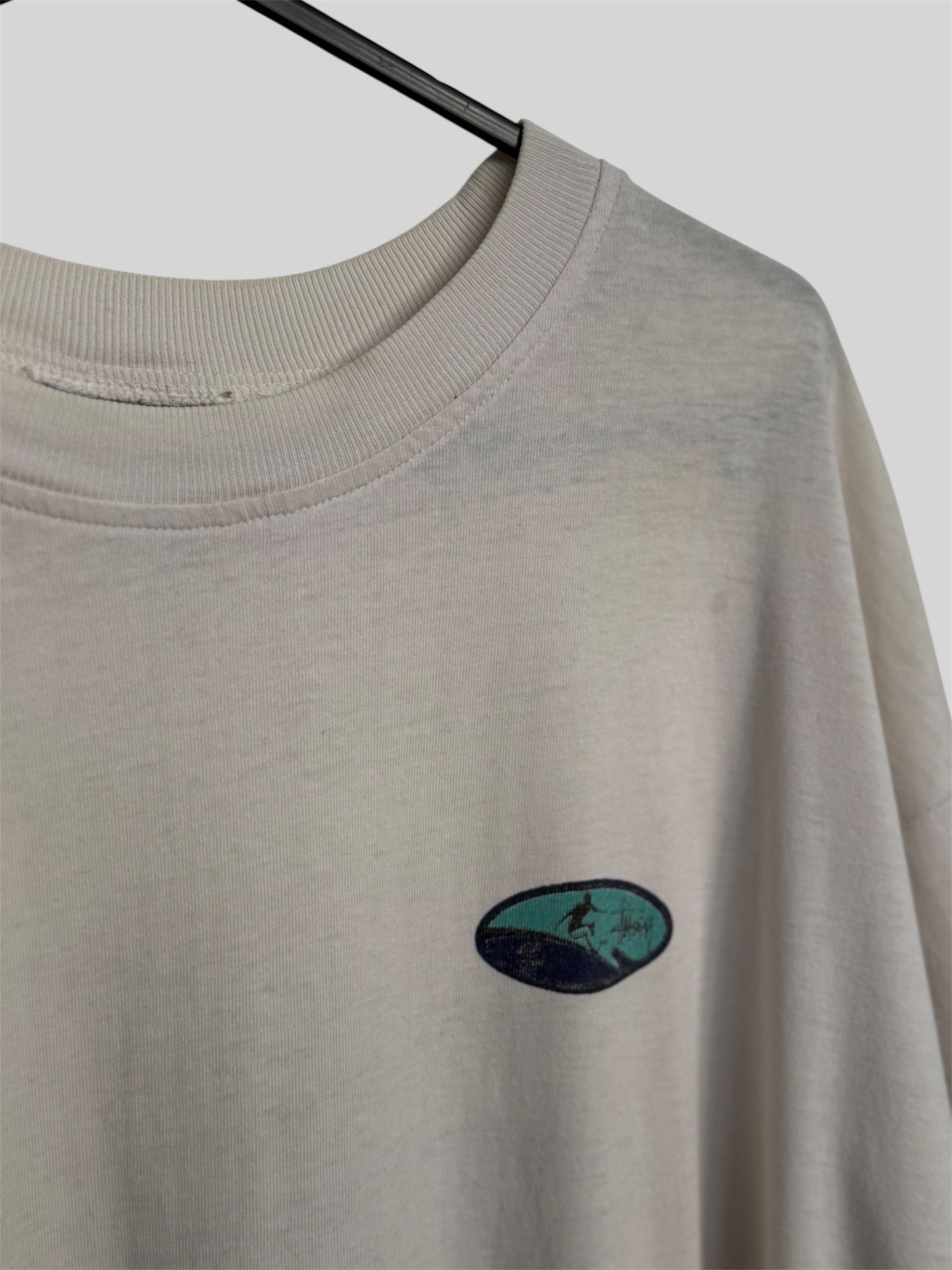 Vintage Stussy Early 90s Surfer Graphic Print T Shirt White Small