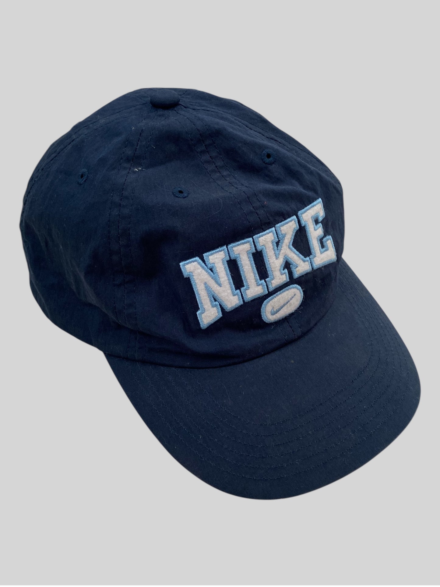 Vintage Nike Embroidered Spellout Baseball Cap Navy Youths One Size