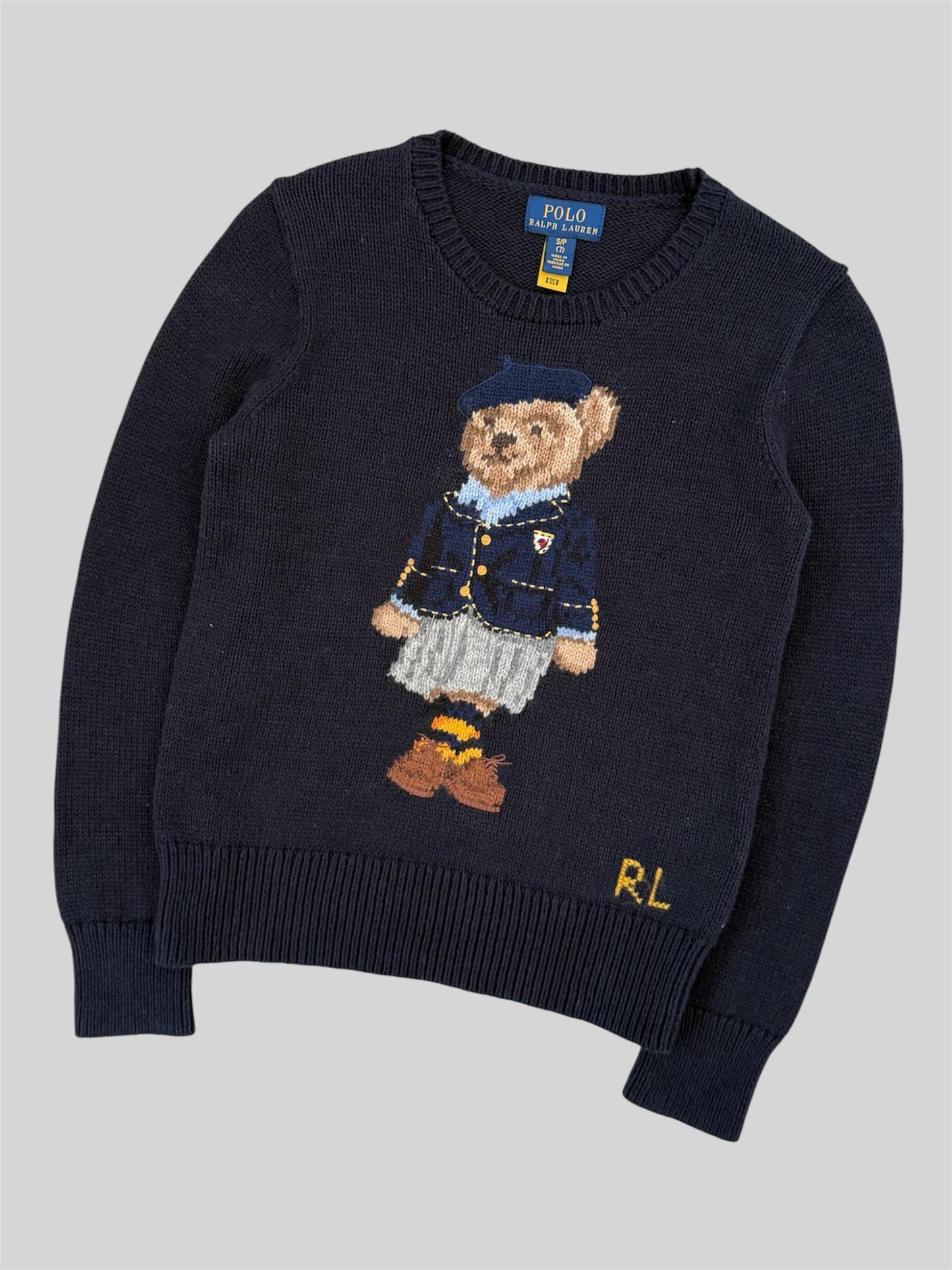 Authentic Polo Ralph Lauren Teddy Bear Knitted Pullover Jumper Navy S (7)