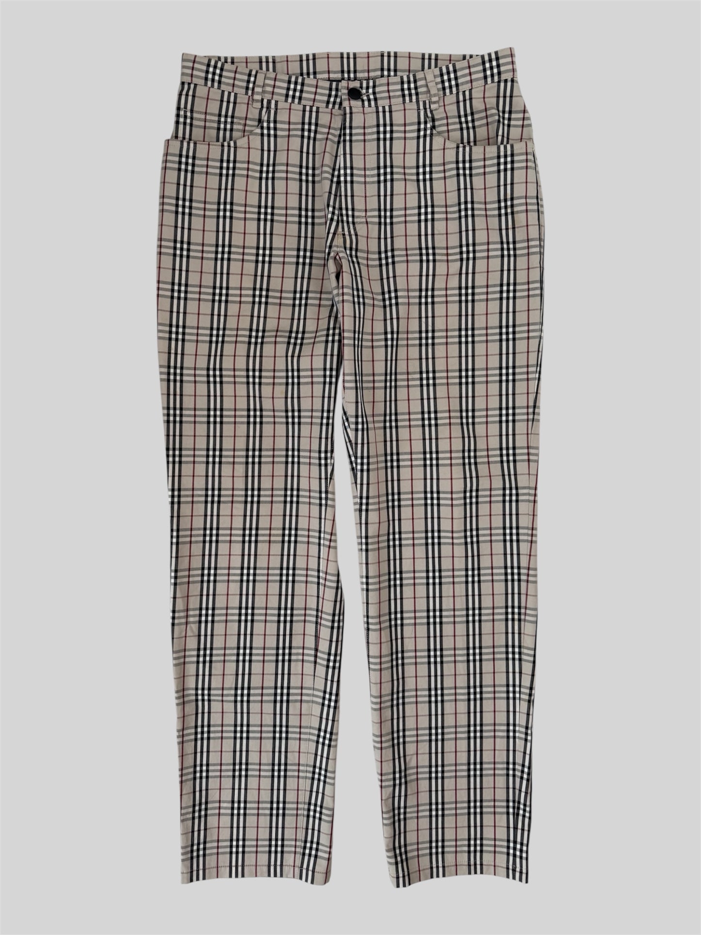 Rare Vintage Burberry 2000s Straight Fit Nova Check Trousers Beige W34 L34