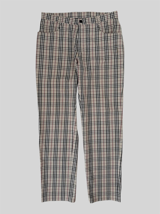 Rare Vintage Burberry 2000s Straight Fit Nova Check Trousers Beige W34 L34