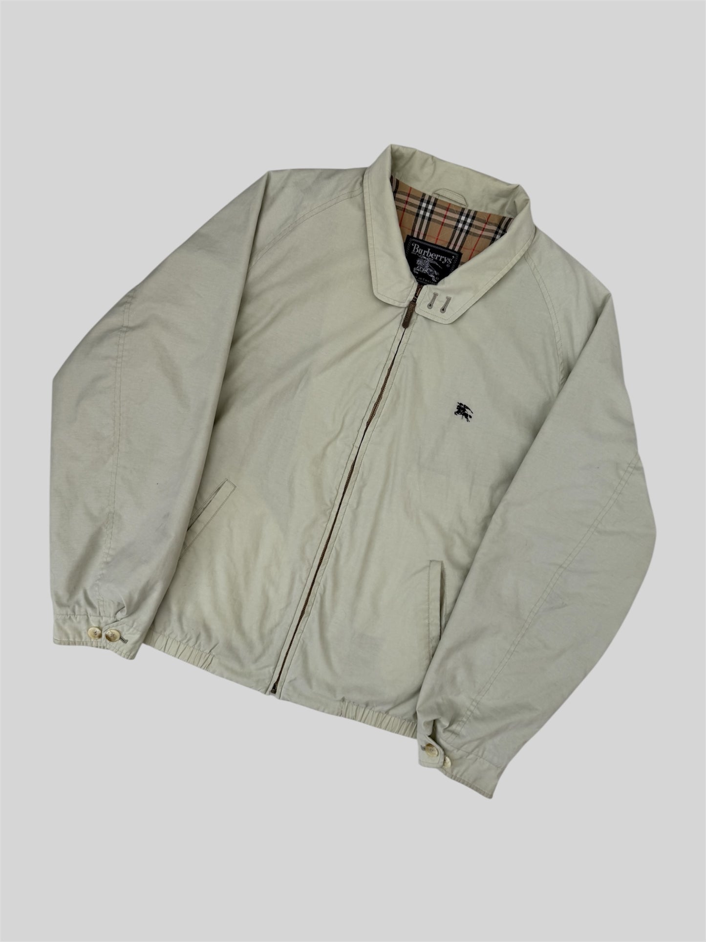 Authentic 1990s Burberry Nova Check Full Zip Coat Beige X-Large