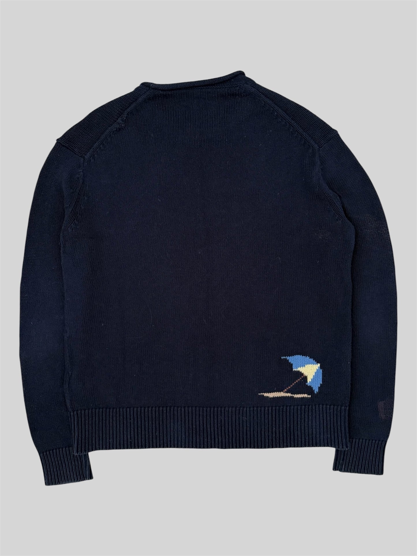 Authentic Polo Ralph Lauren Sailboat Beach Knitted Pullover Jumper Navy Small