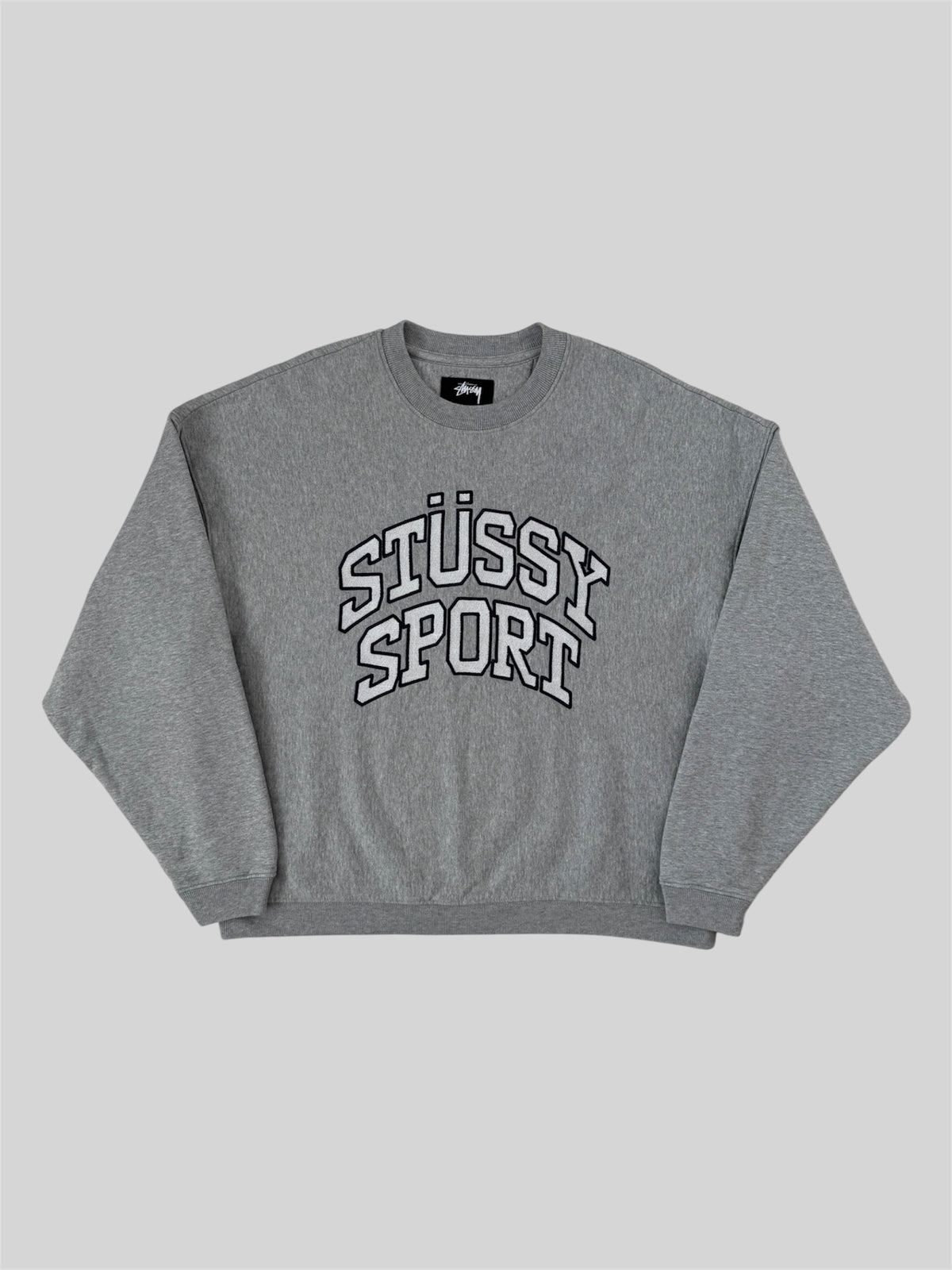 Modern Stussy Sport Embroidered Pullover Sweatshirt Light Grey Small