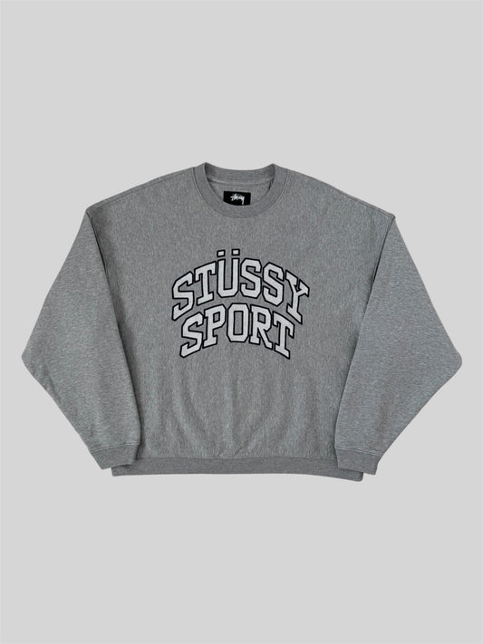 Modern Stussy Sport Embroidered Pullover Sweatshirt Light Grey Small