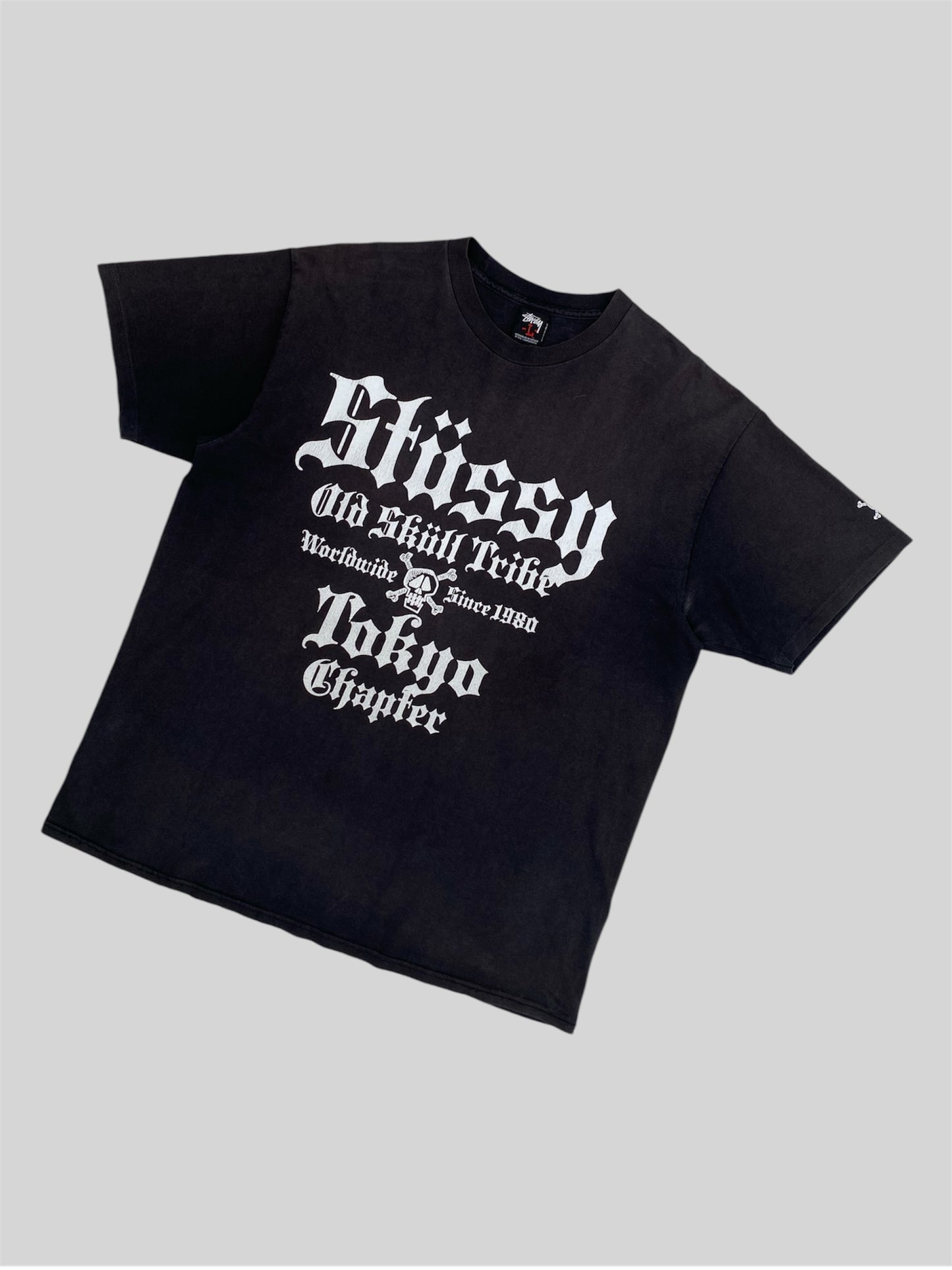 Vintage Stussy Emblem Spellout T Shirt Black Large