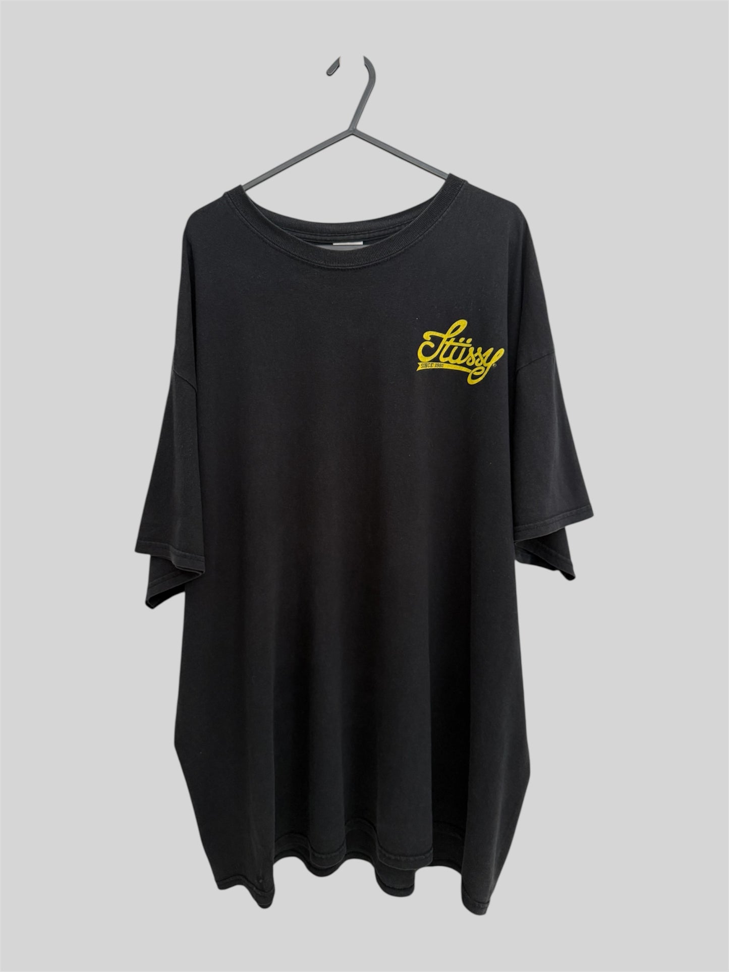 Vintage Stussy 1990s Spellout Graphic Print T Shirt Black X-Large Made In USA