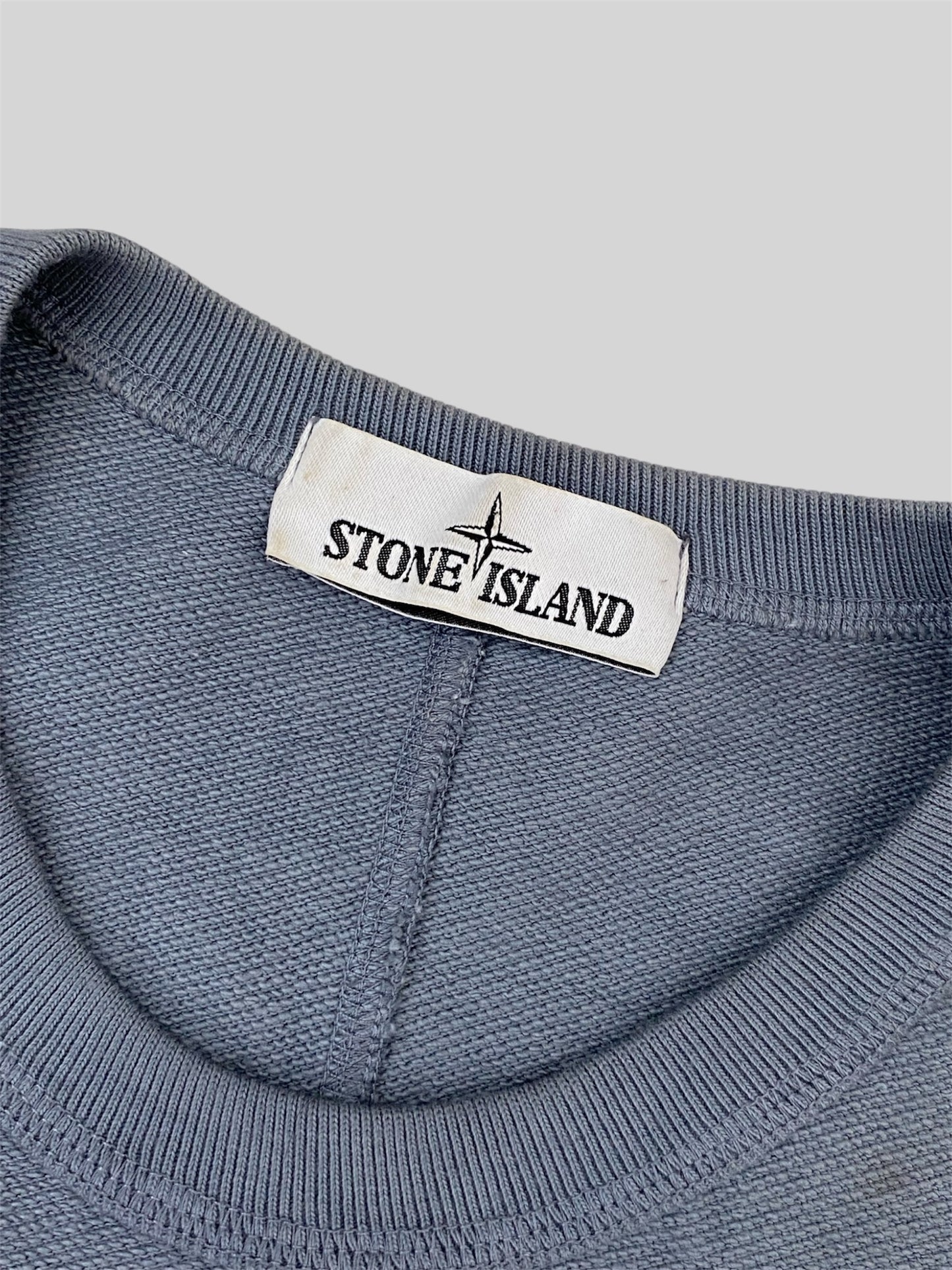 Authentic Stone Island 2016 Embroidered Cut Sleeves Sweatshirt Light Blue Large