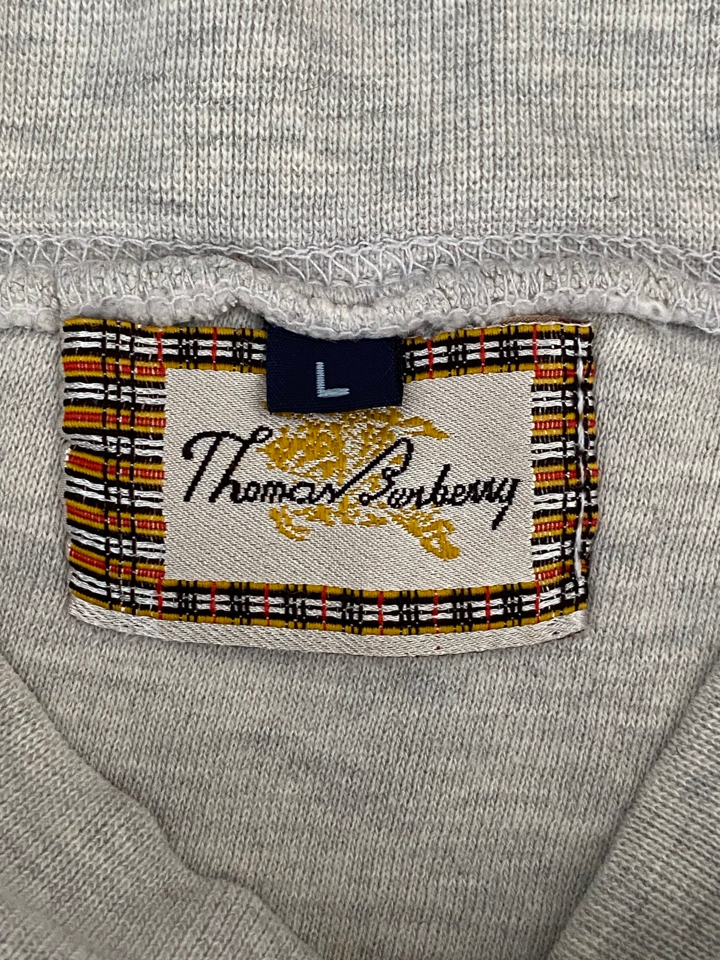 Vintage Burberry Embroidered Spellout Pullover Sweatshirt Light Grey Large