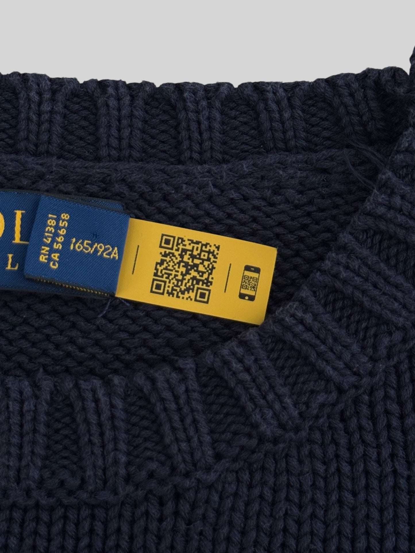 Authentic Polo Ralph Lauren USA Knitted Pullover Jumper Navy Medium *QR CODE*