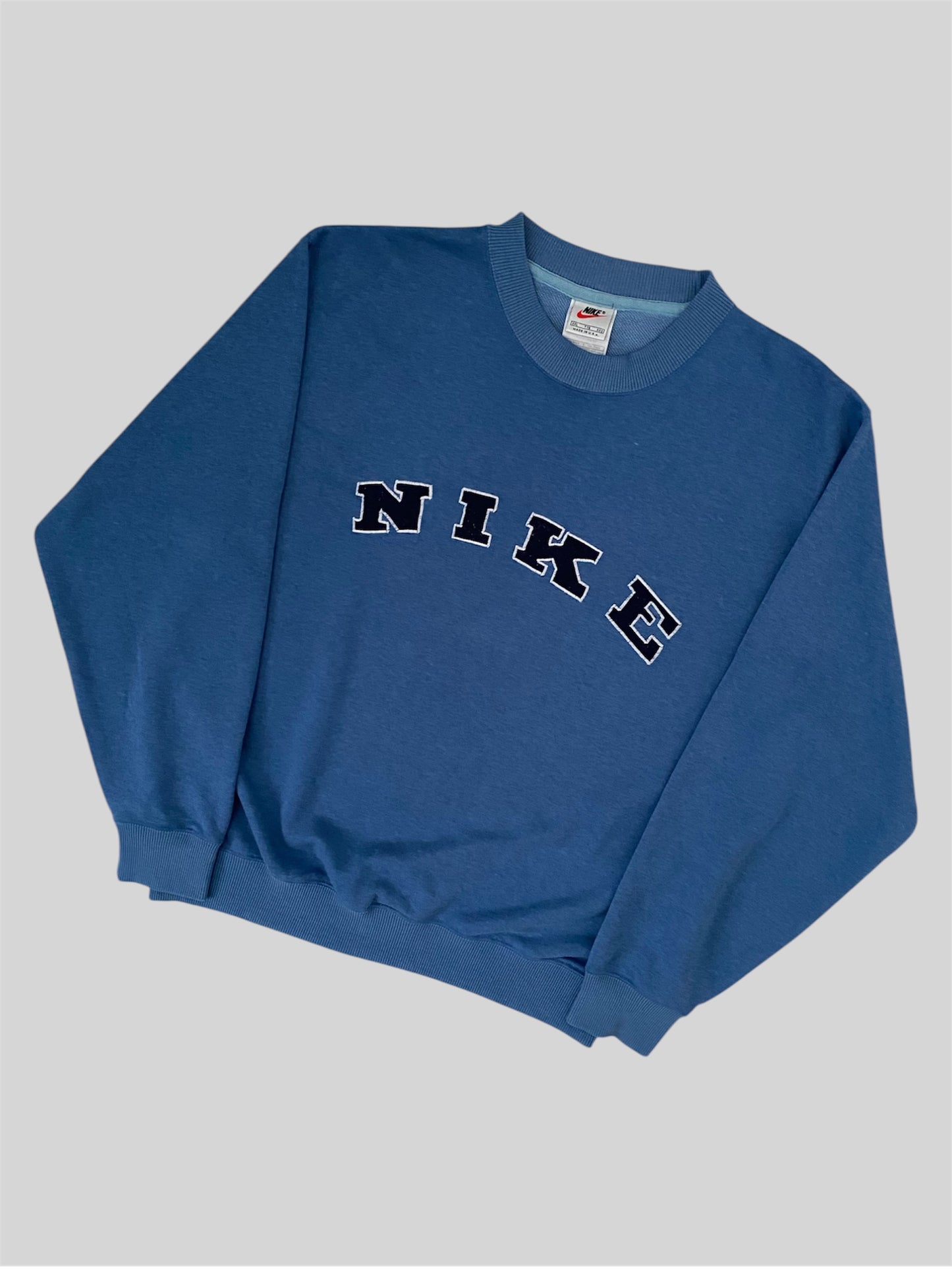 Vintage Nike Embroidered Spellout Pullover Sweatshirt Blue Adults Medium