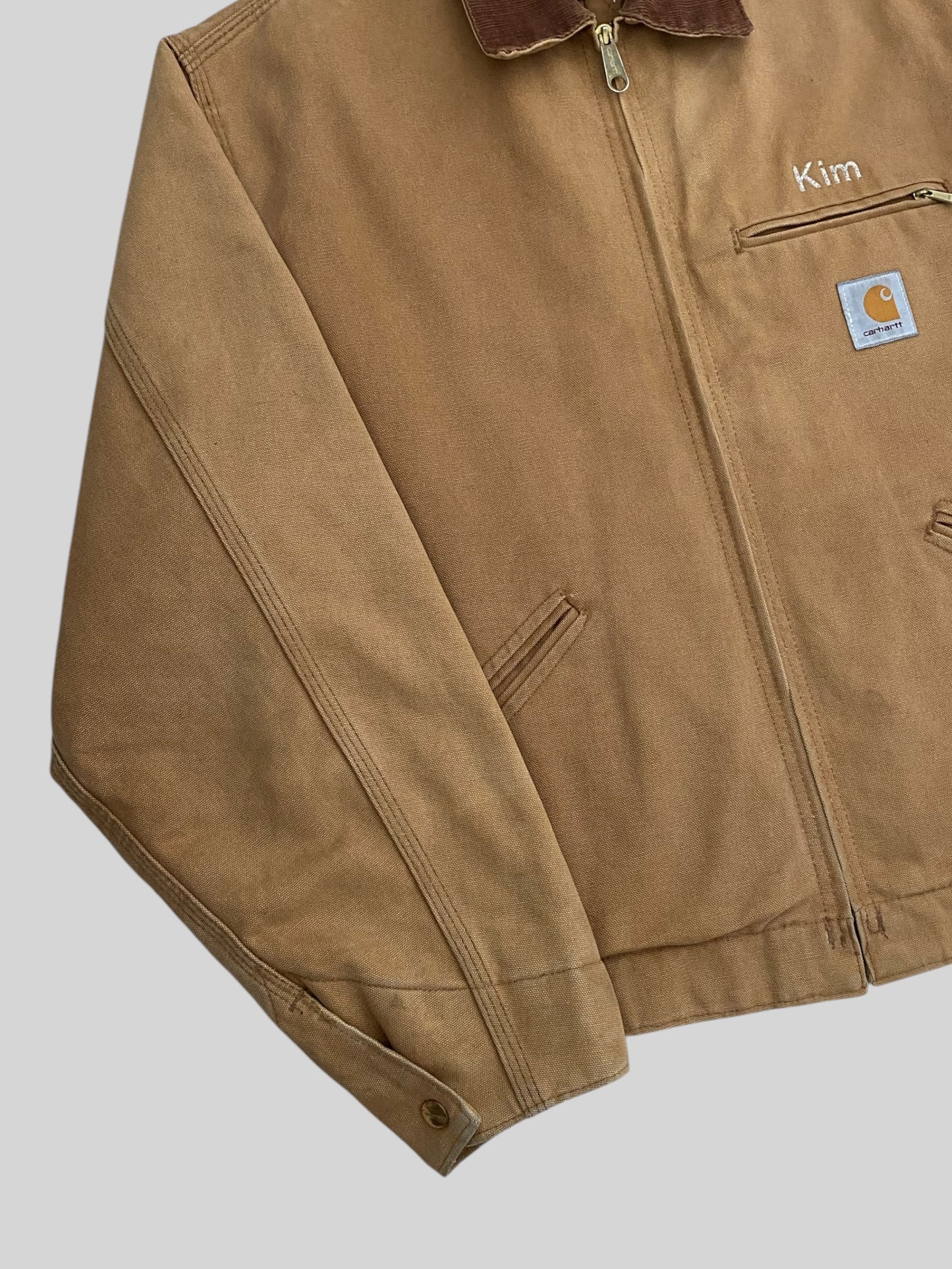 Vintage Carhartt Cushion Lined American Detroit Jacket Beige Large