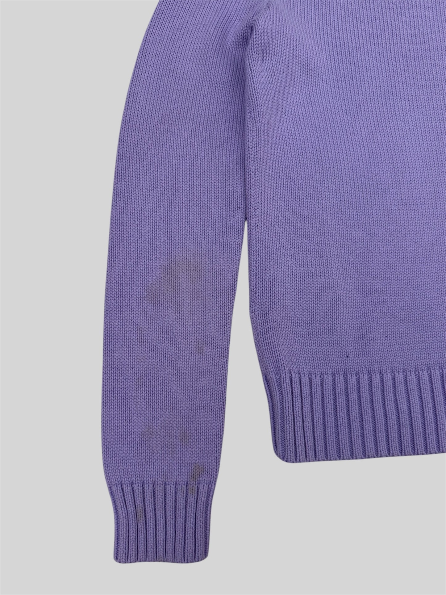 Authentic Polo Ralph Lauren Initial Spellout Knitted Pullover Jumper Lilac Small
