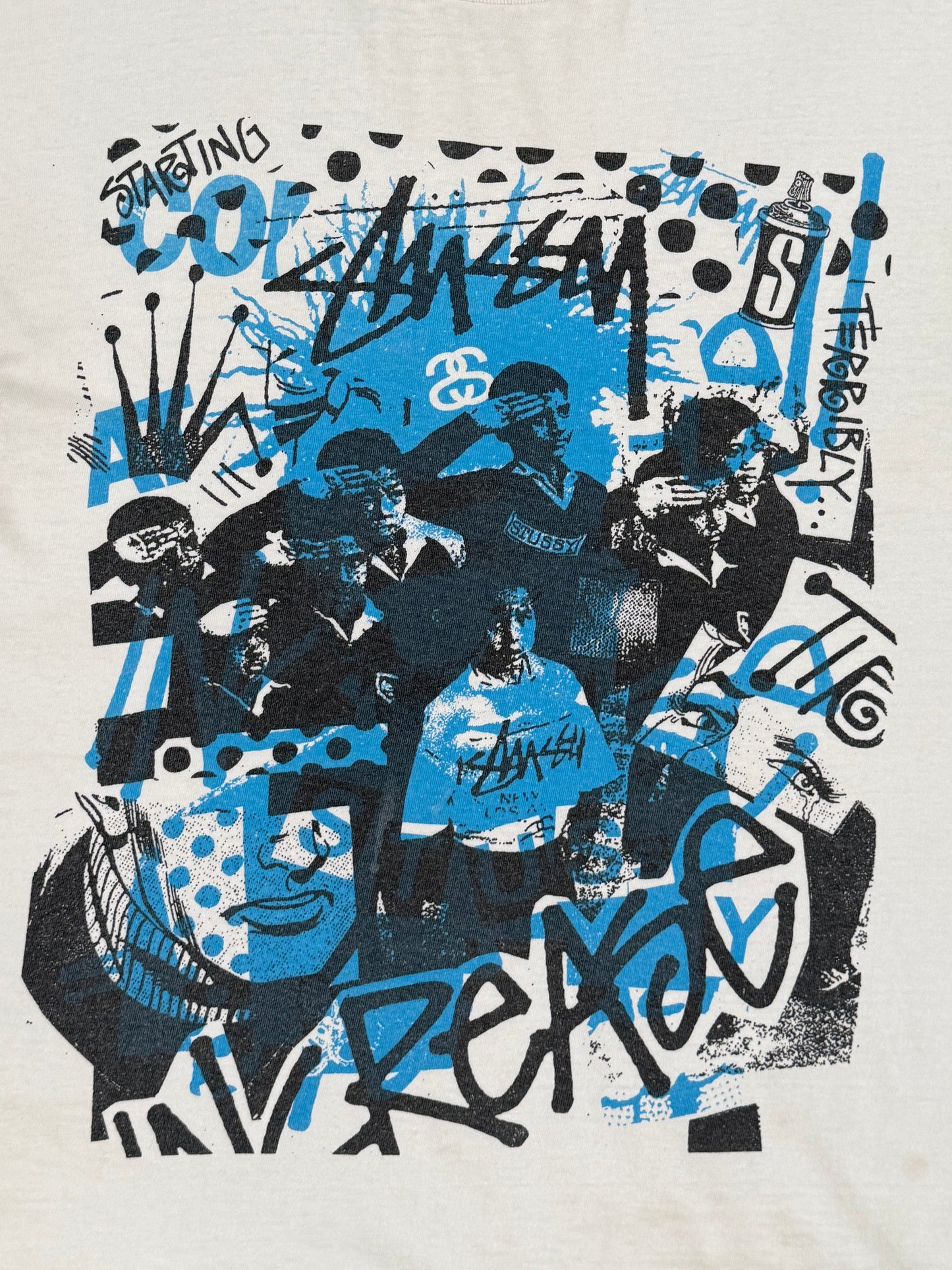 Vintage Stussy Graphic Print School Kids T Shirt White Medium