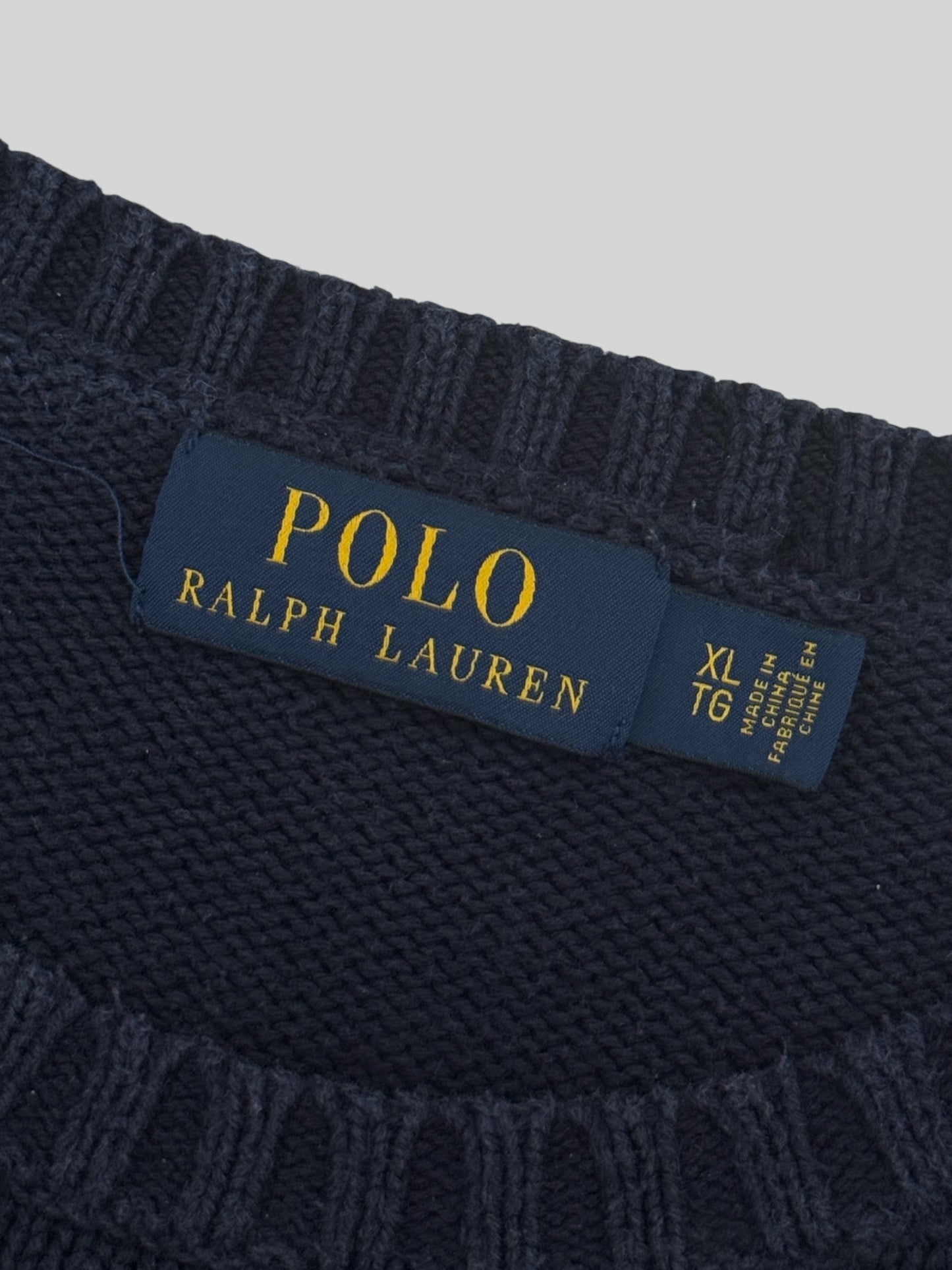 Authentic Polo Ralph Lauren Spellout Knitted Jumper Navy X-Large