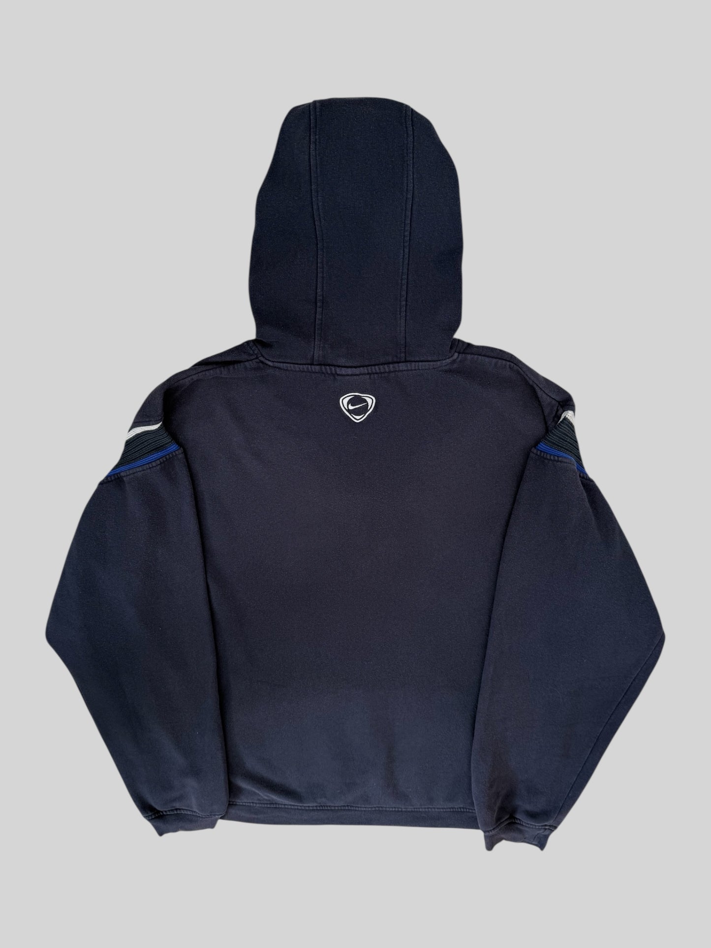 Vintage Nike Embroidered Logo Pullover Hoodie Navy Large