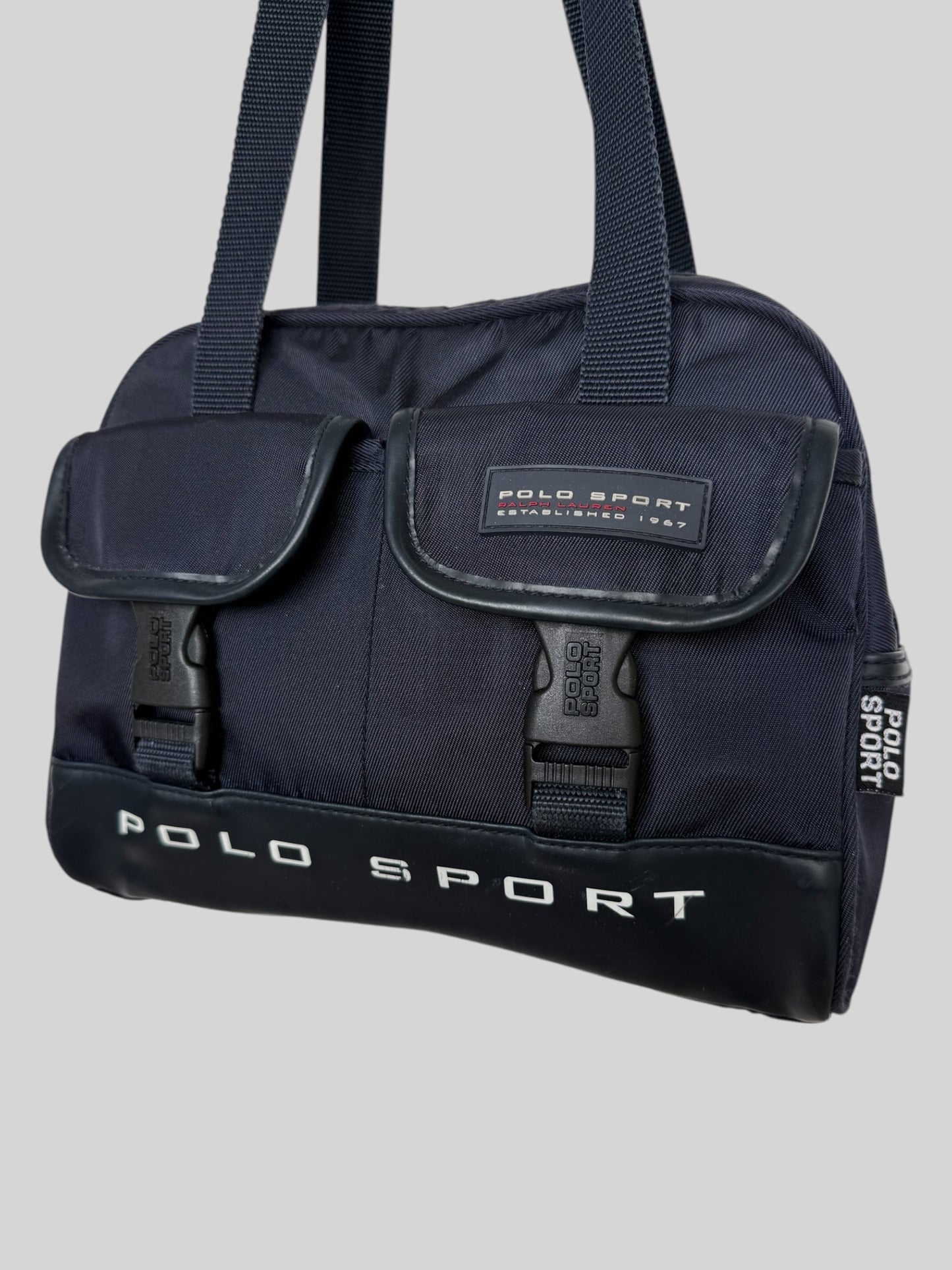 Vintage 1990s Polo Sport Ralph Lauren Small Shoulder Nylon Bag Navy Blue