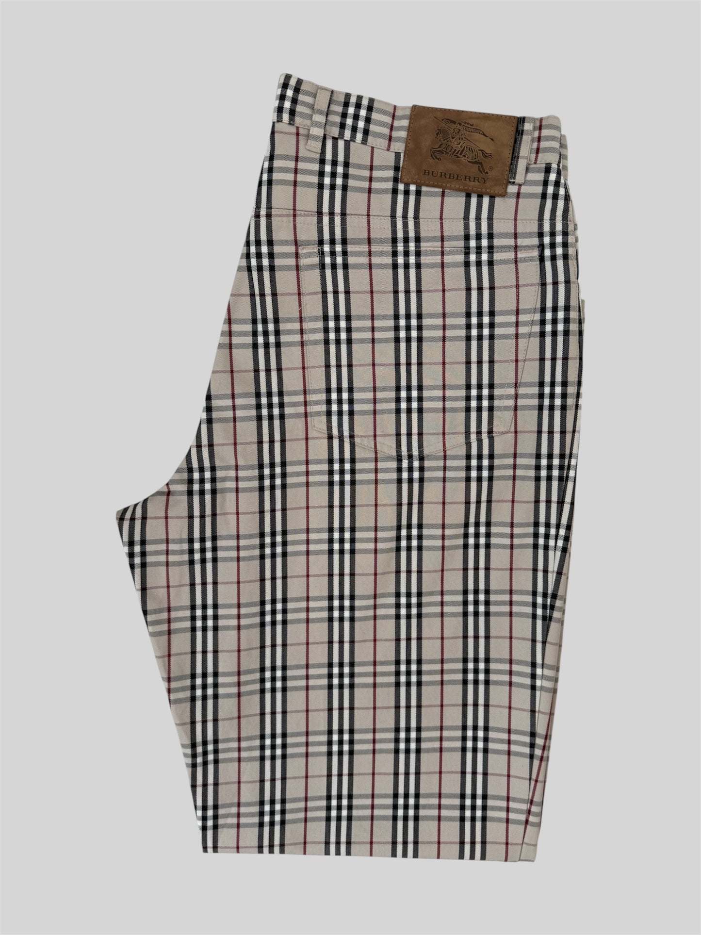 Rare Vintage Burberry 2000s Straight Fit Nova Check Trousers Beige W34 L34
