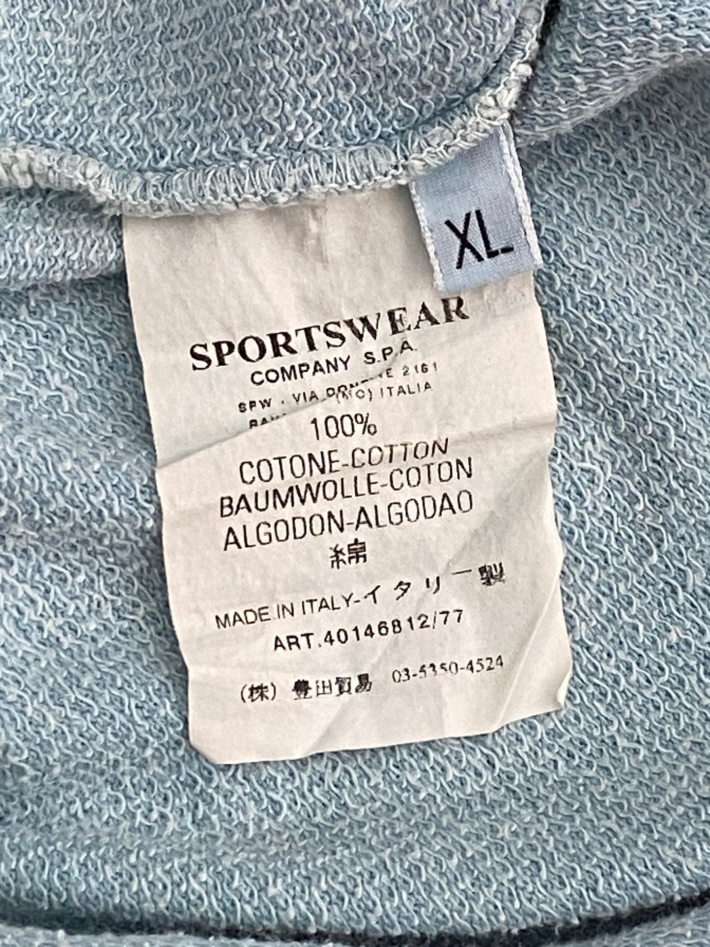 Authentic Stone Island Denim 2004 Pullover Sweatshirt Light Blue X-Large