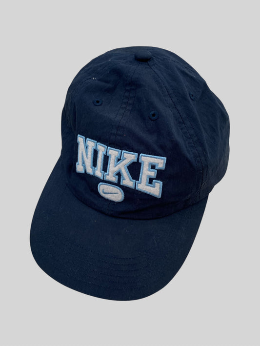 Vintage Nike Embroidered Spellout Baseball Cap Navy Youths One Size