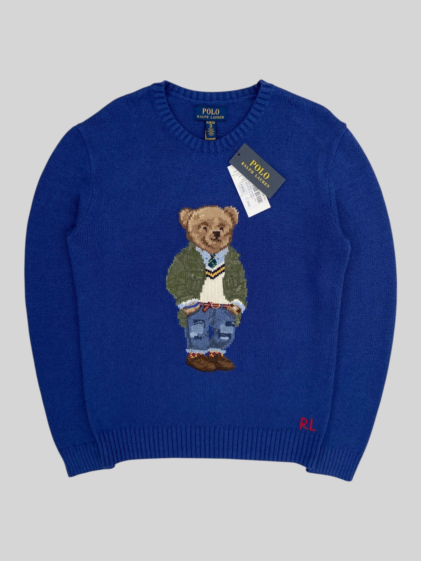 BNWT Authentic Polo Ralph Lauren Bear Knitted Jumper Blue XL (18-20) £249RRP