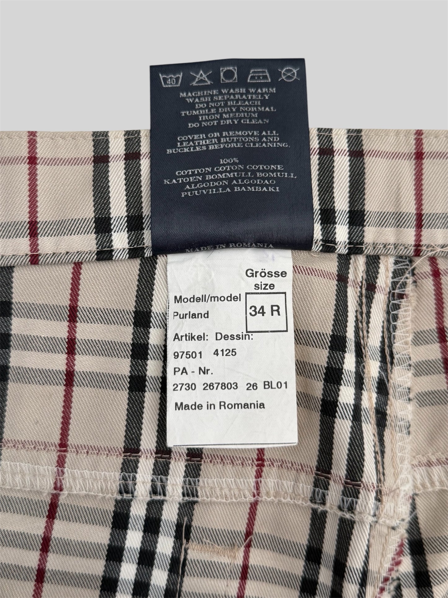 Rare Vintage Burberry 2000s Straight Fit Nova Check Trousers Beige W34 L34