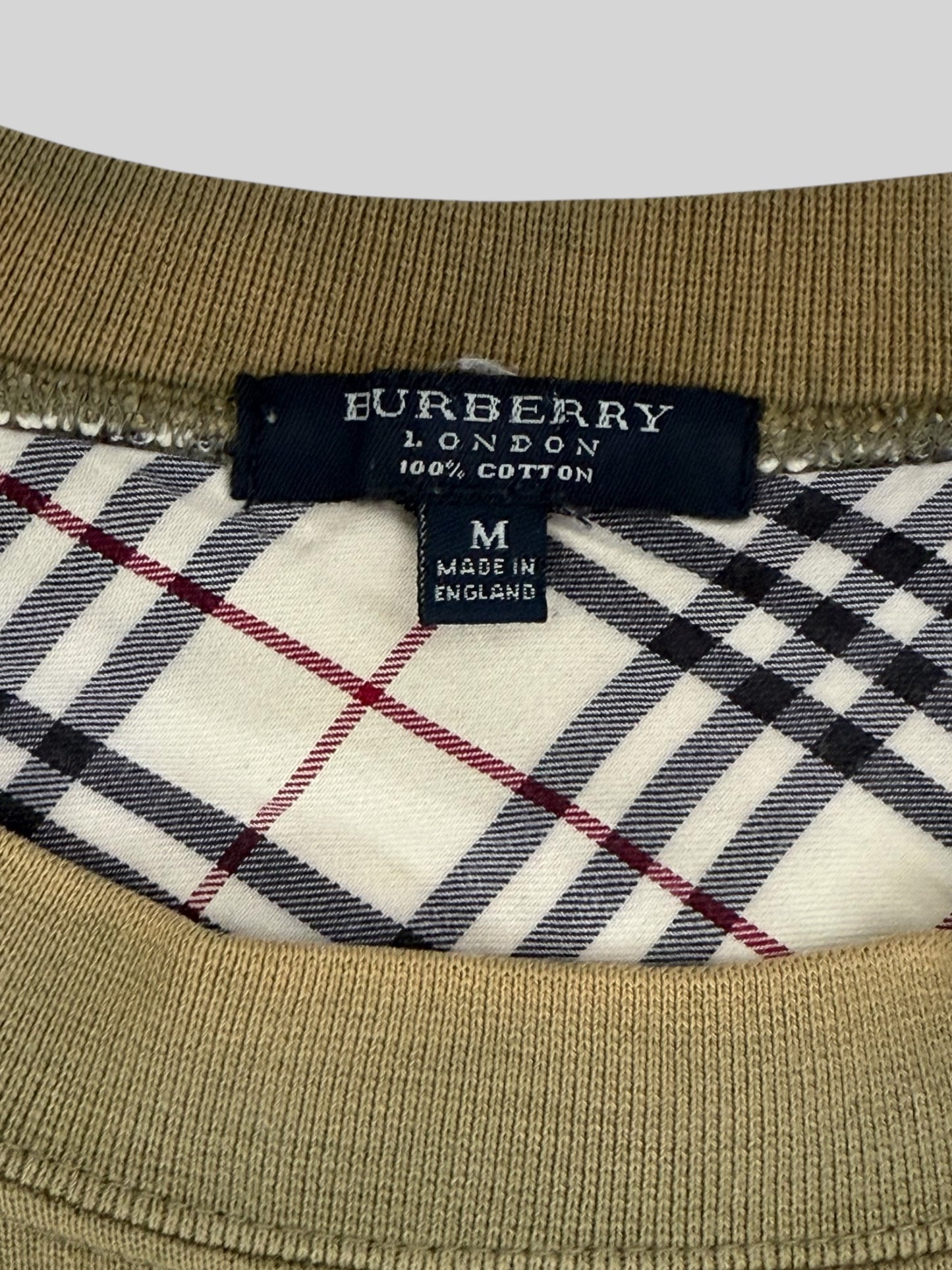Vintage Burberry Embroidered Spellout Pullover Sweatshirt Light Green Medium
