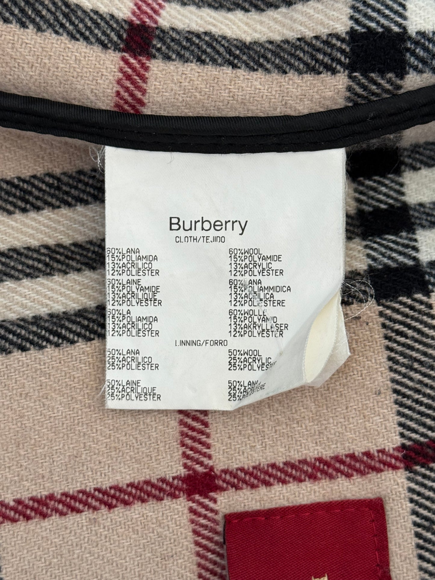 Authentic 2007 Burberry Nova Check Lined Wool Blend Coat Dark Beige Medium