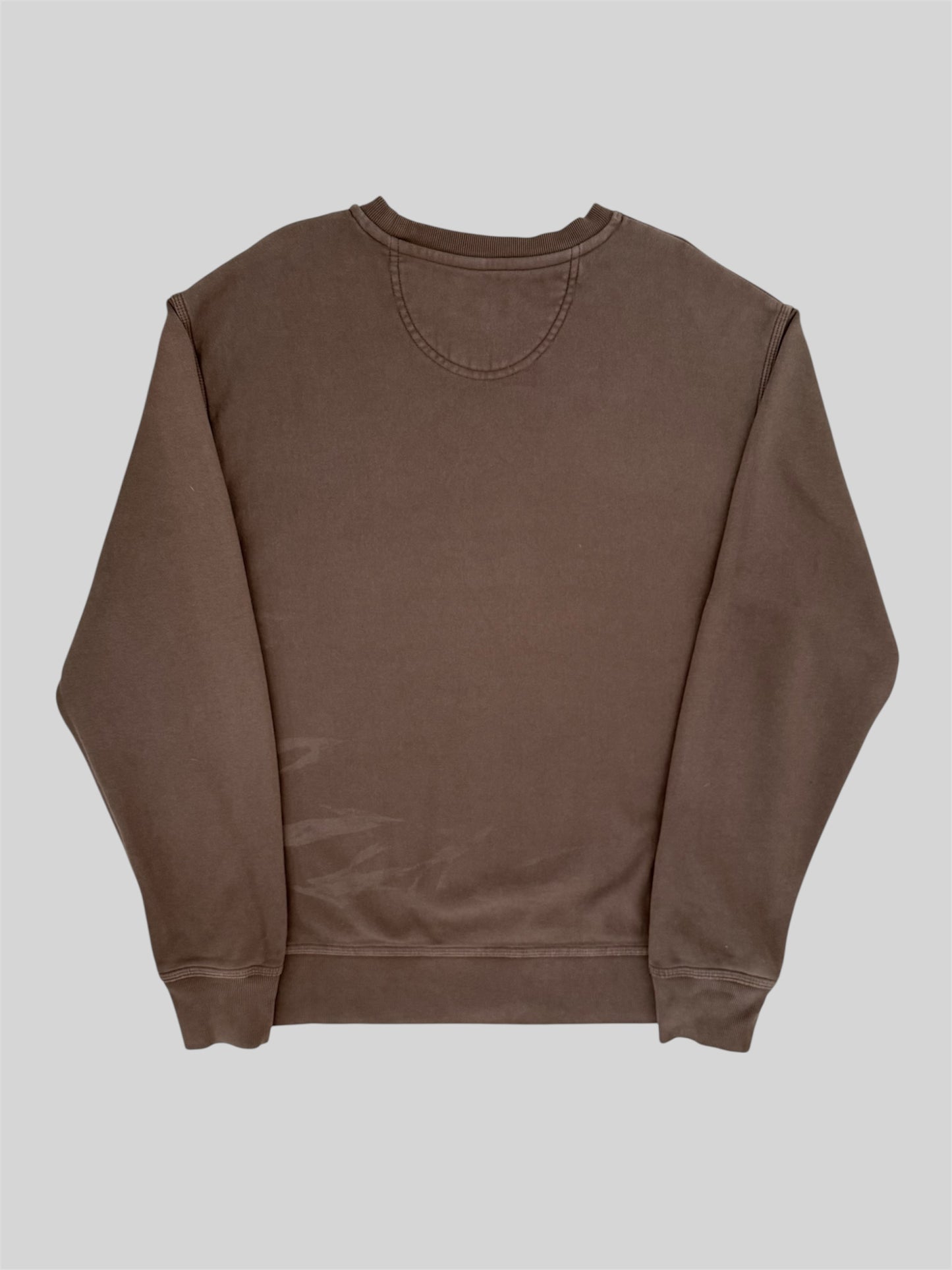 Modern Stussy Embroidered Spellout Pullover Sweatshirt Light Brown Small