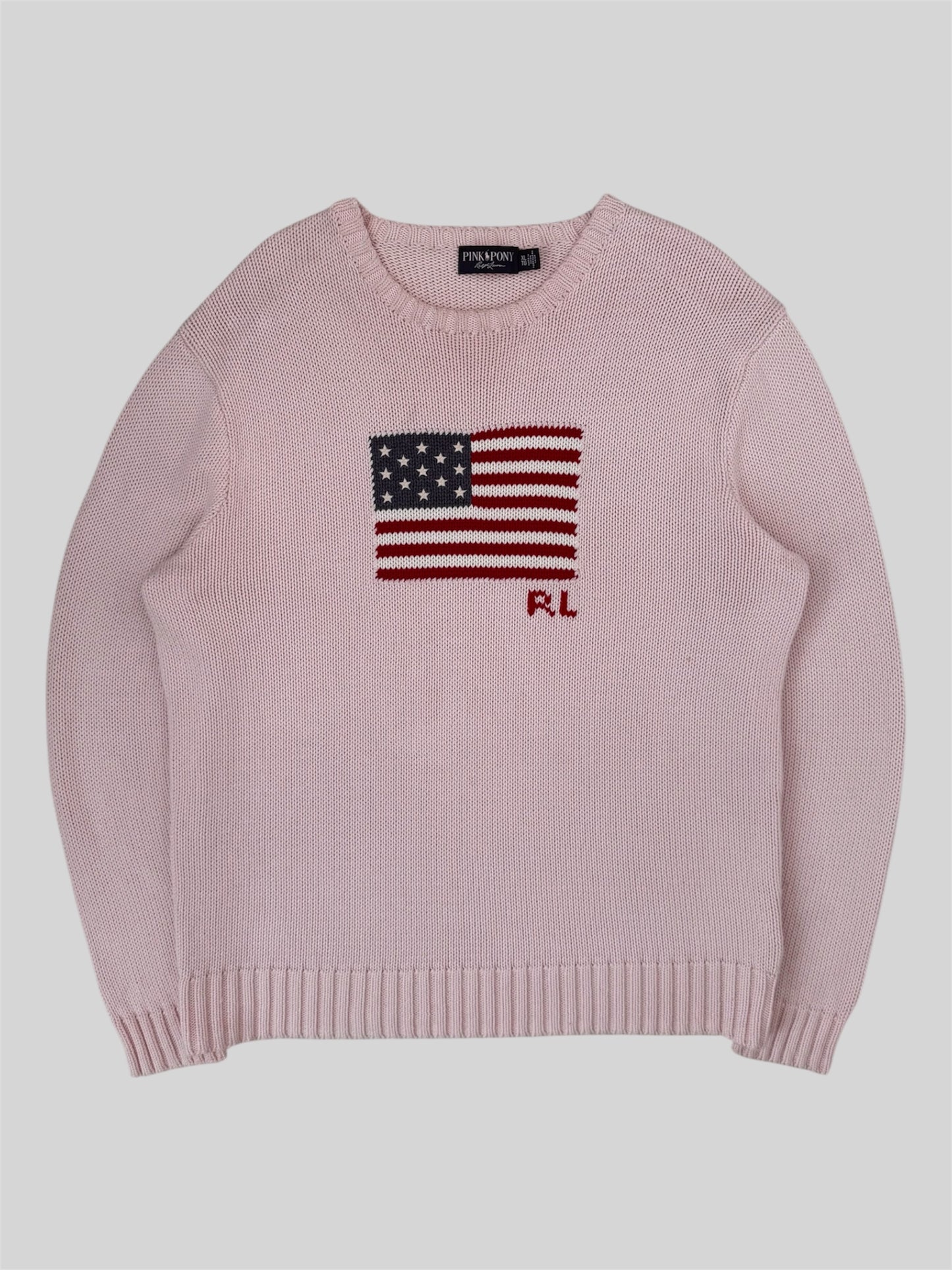 Authentic Pink Pony Ralph Lauren USA Knitted Pullover Jumper Pink XL £375RRP