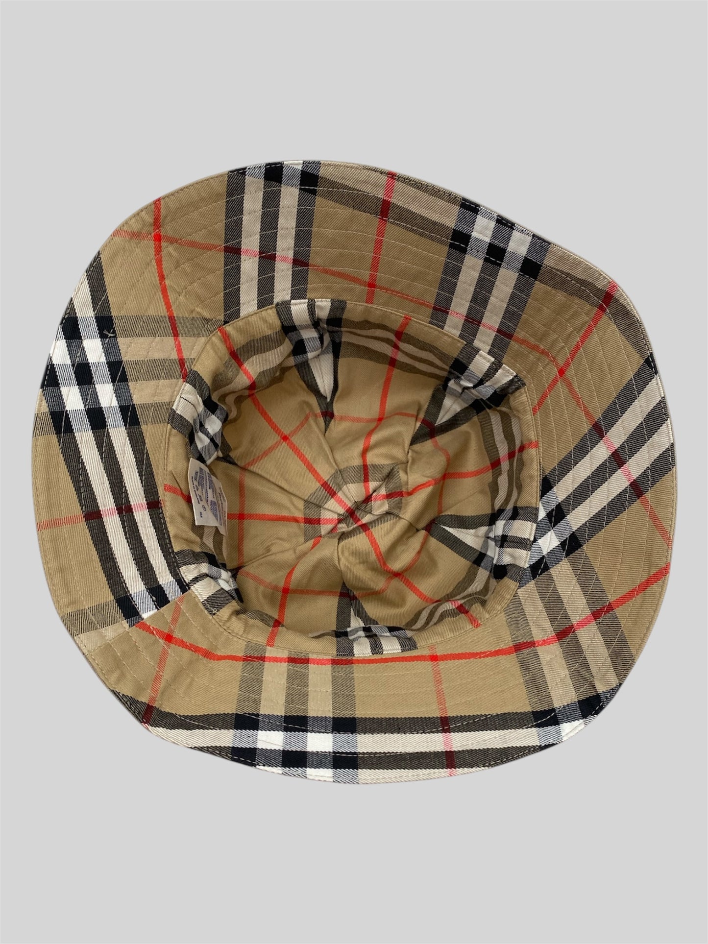 Vintage 1990s Burberry Nova Check Inner Lining Bucket Hat Beige One Size