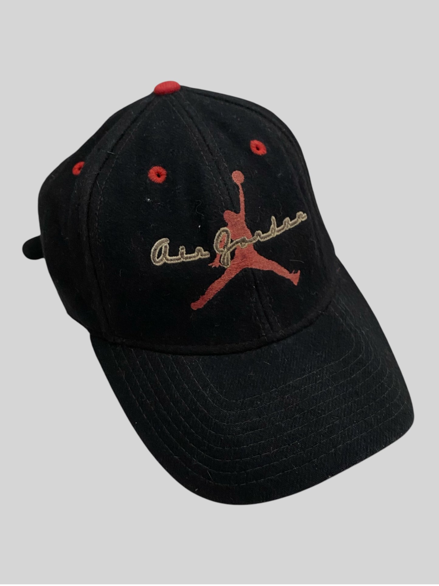 Rare 1990s Nike Air Jordan Embroidered Emblem Baseball Cap BlackAdults One Size