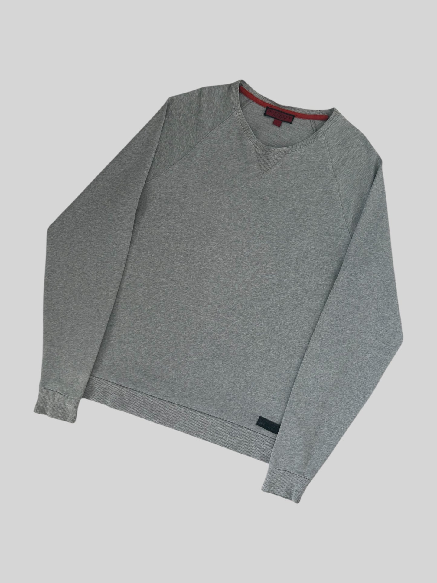Vintage Burberry Sport Embroidered Spellout Pullover Sweatshirt Light Grey Large