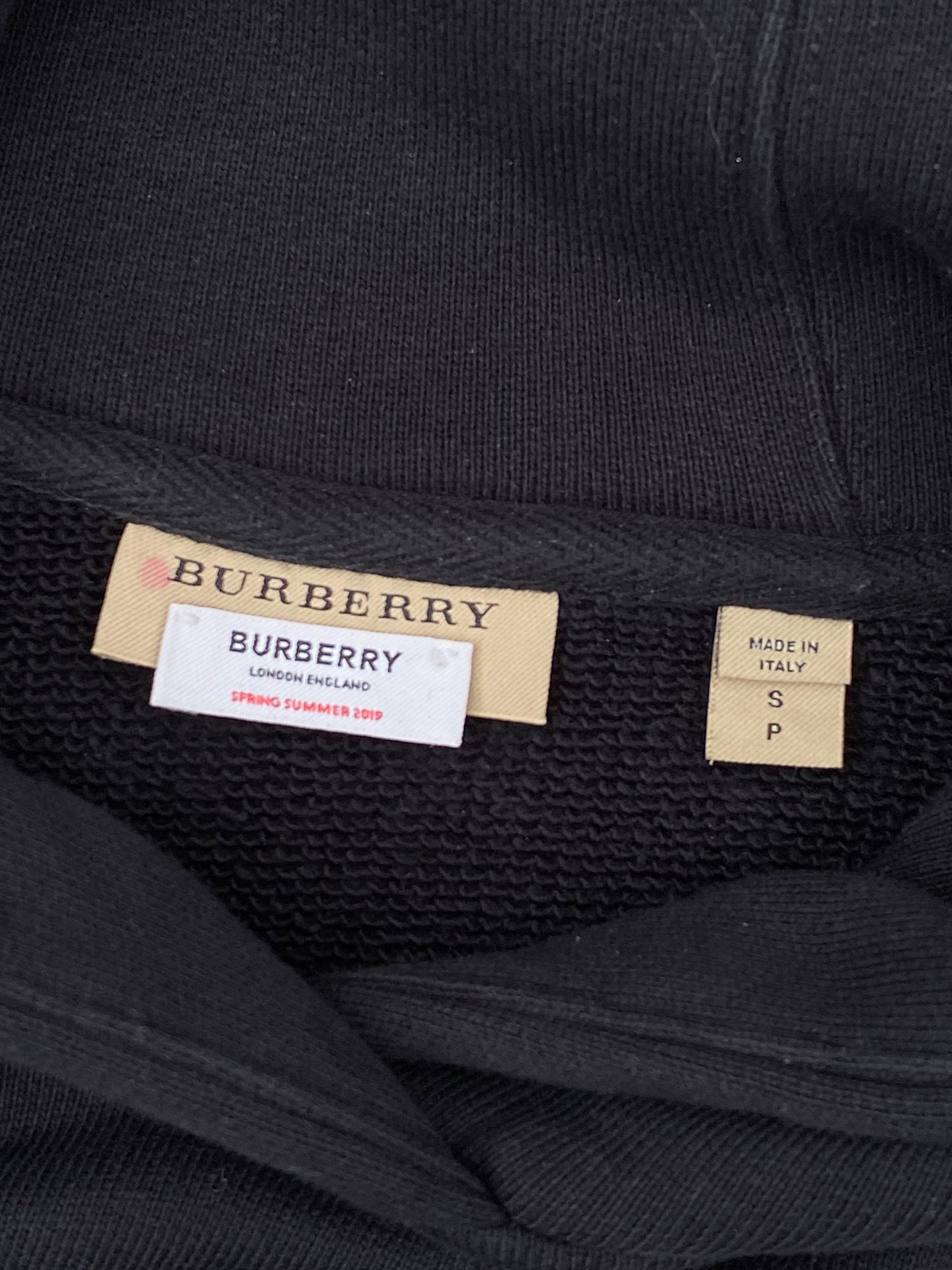 Authentic Burberry Plain Thick Pullover Hoodie Black Small