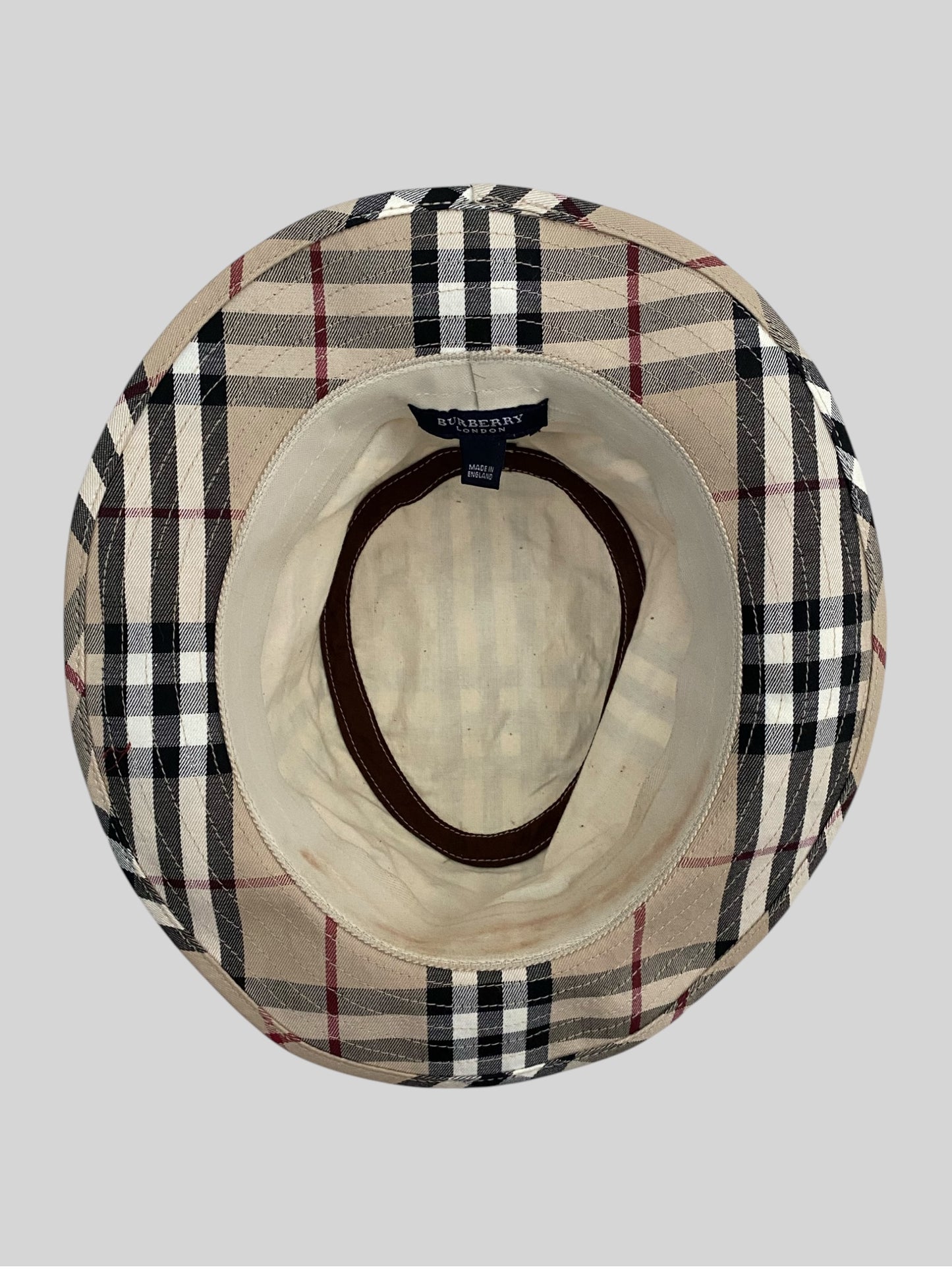 Vintage Burberry Nova Check Safari Boonie Hat Cream One Size