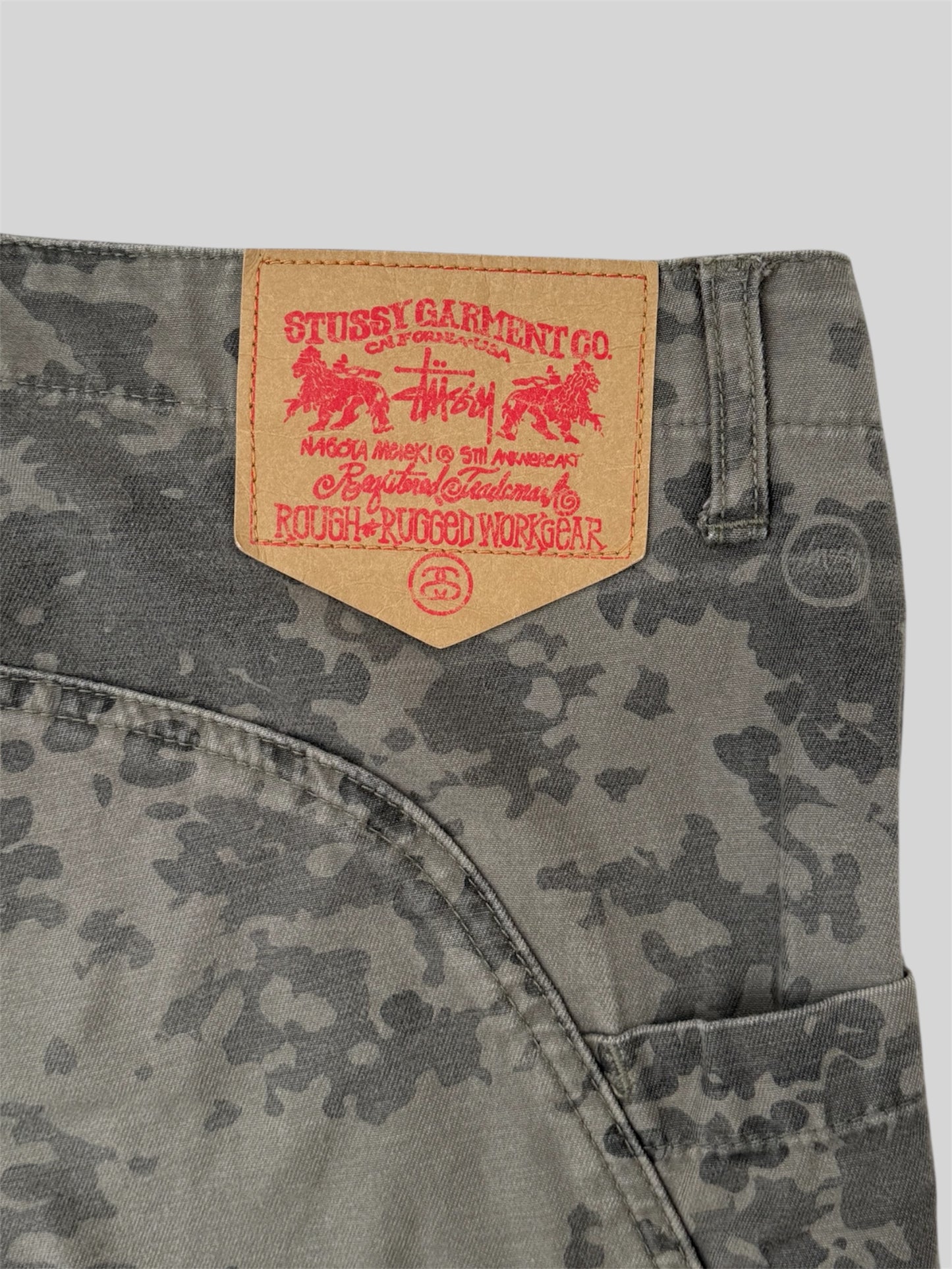 Rare Vintage Stussy 1990s Camouflage Camo Shorts Green W32