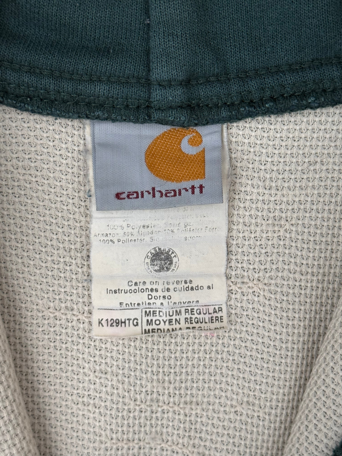 Vintage Carhartt 2002 Thermal Lining Full Zip Hoodie K129 HTG Green Medium