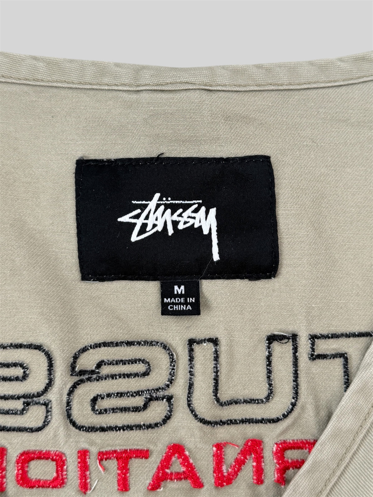 Modern Stussy International Embroidered Mason Utility Vest Beige Medium