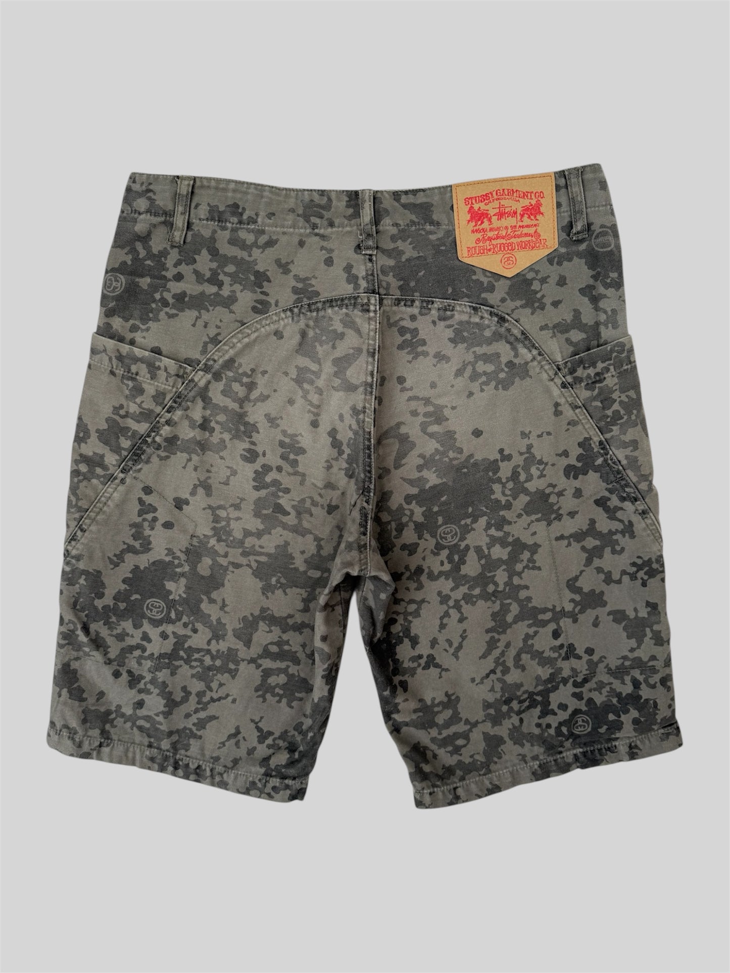 Rare Vintage Stussy 1990s Camouflage Camo Shorts Green W32